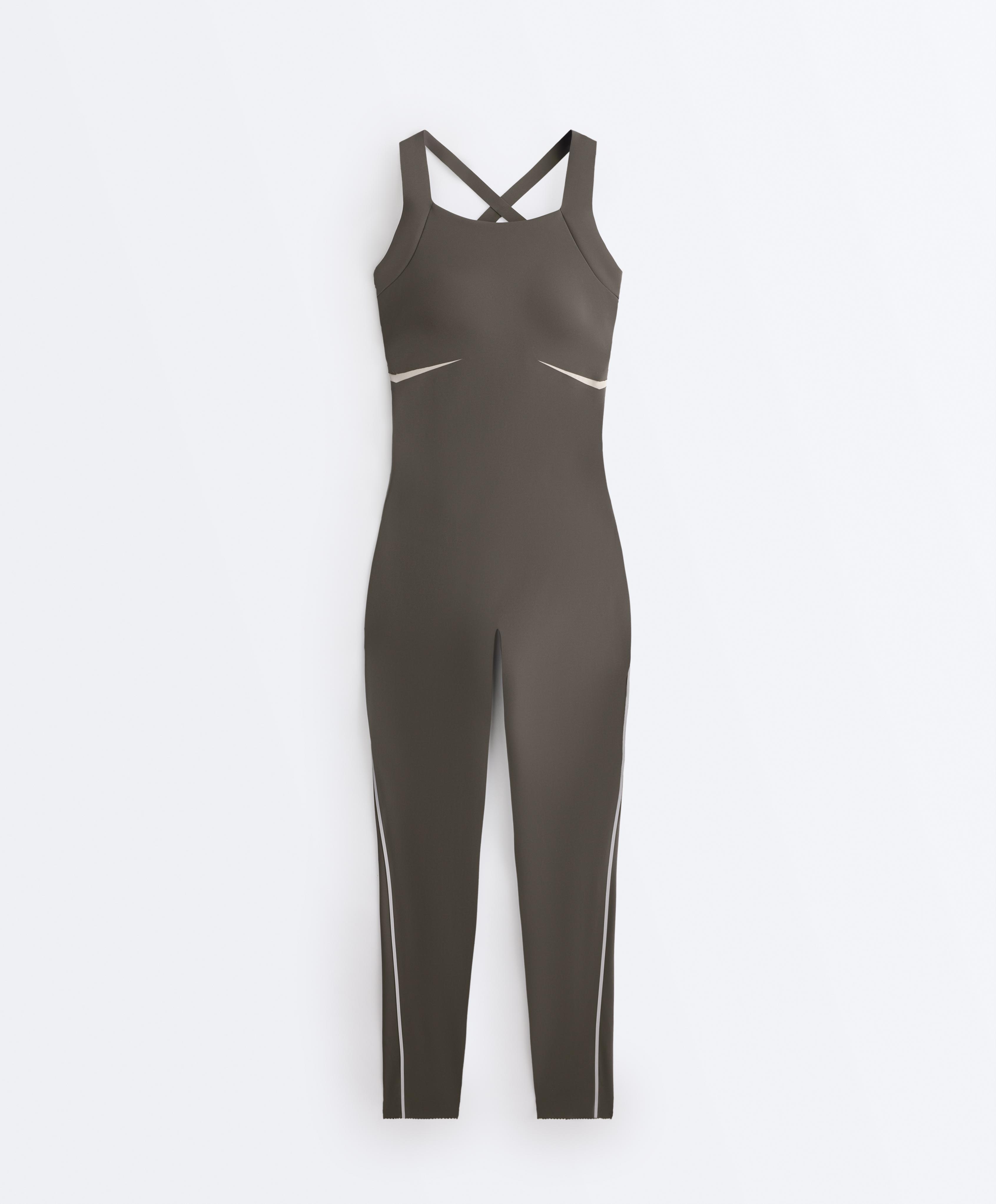 Compressive reflective jumpsuit — CHARCOAL GREY