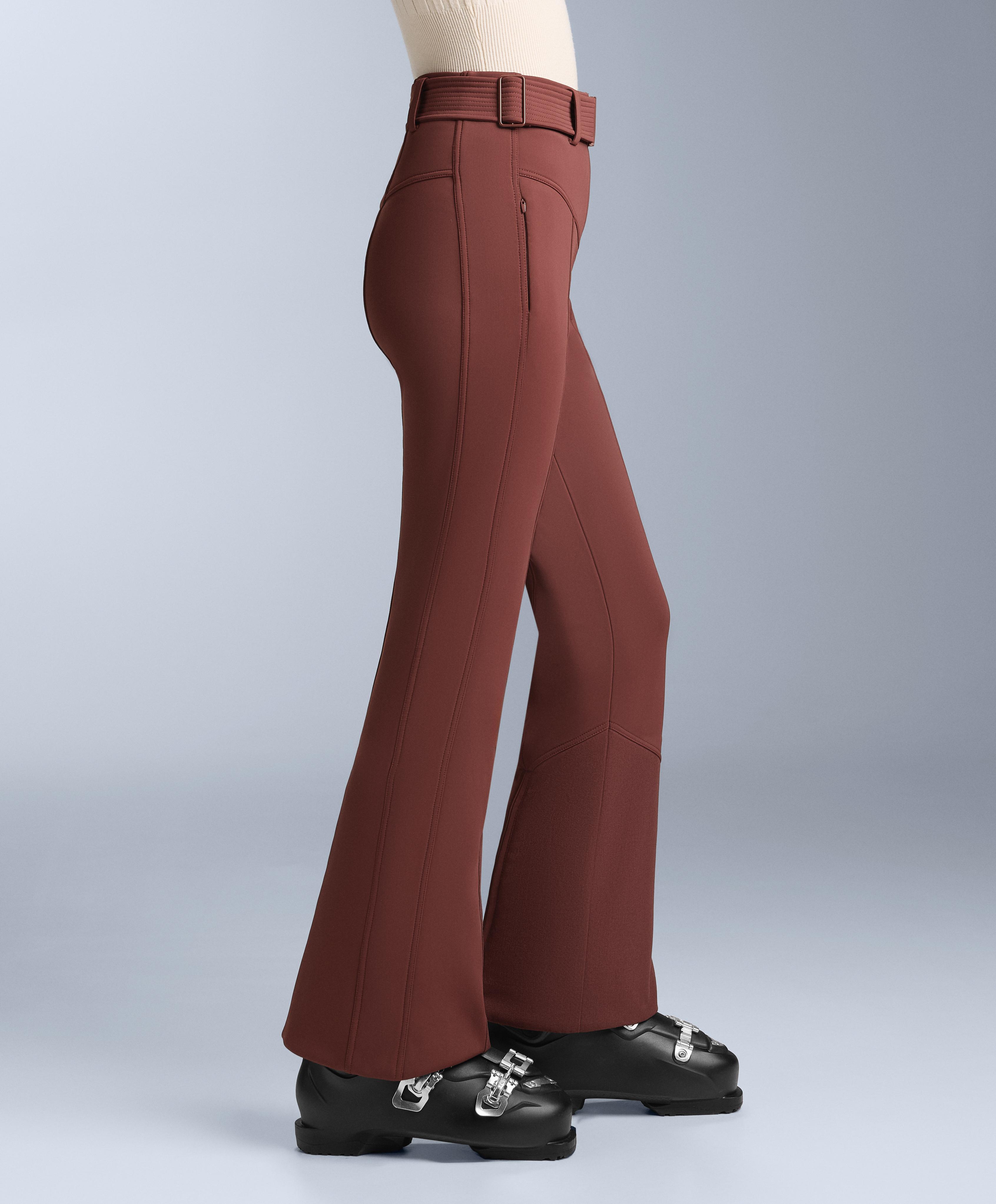 Water-resistant high-rise flare stretch SKI trousers — TERRACOTTA