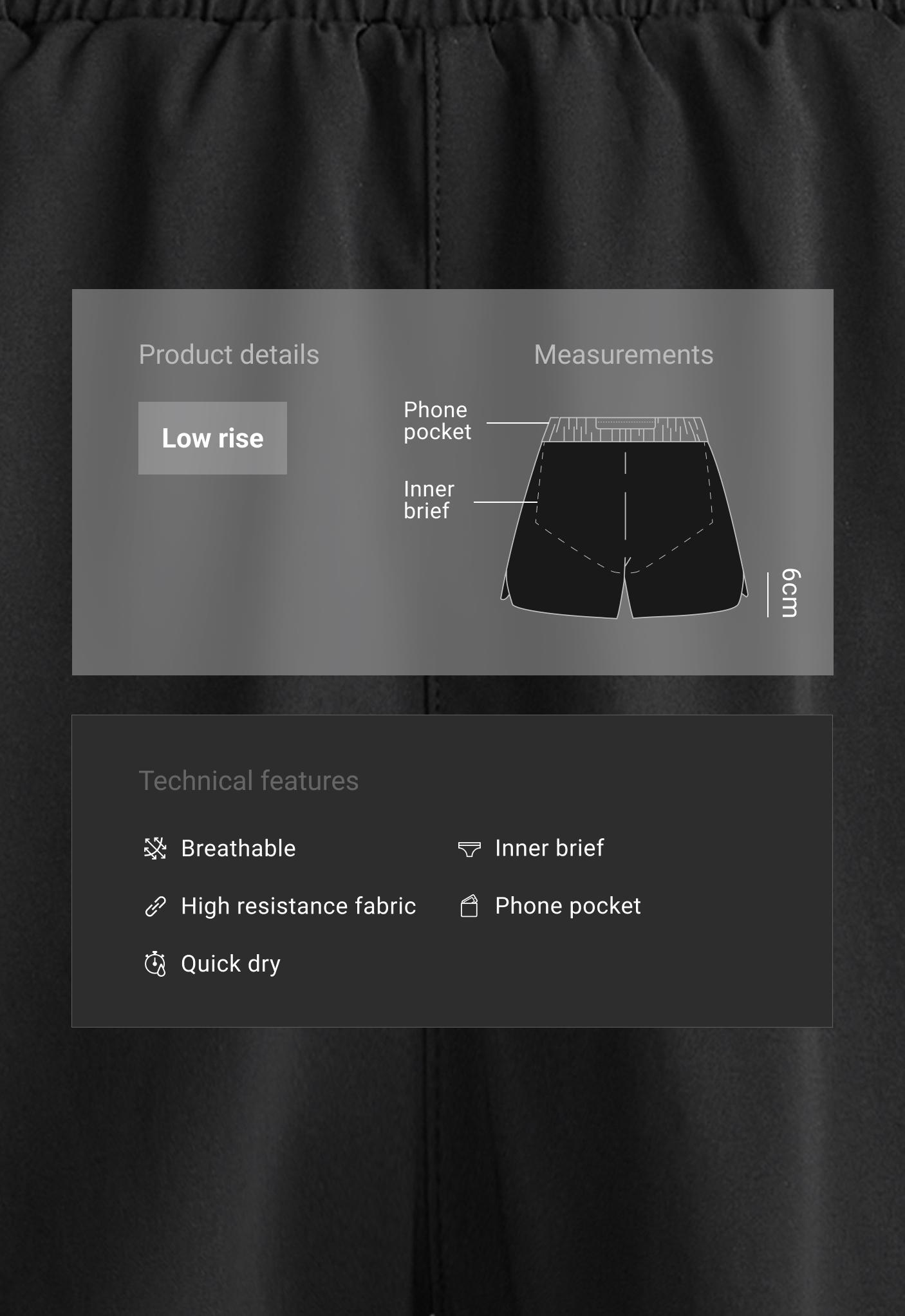 6cm low-rise technical shorts — BLACK