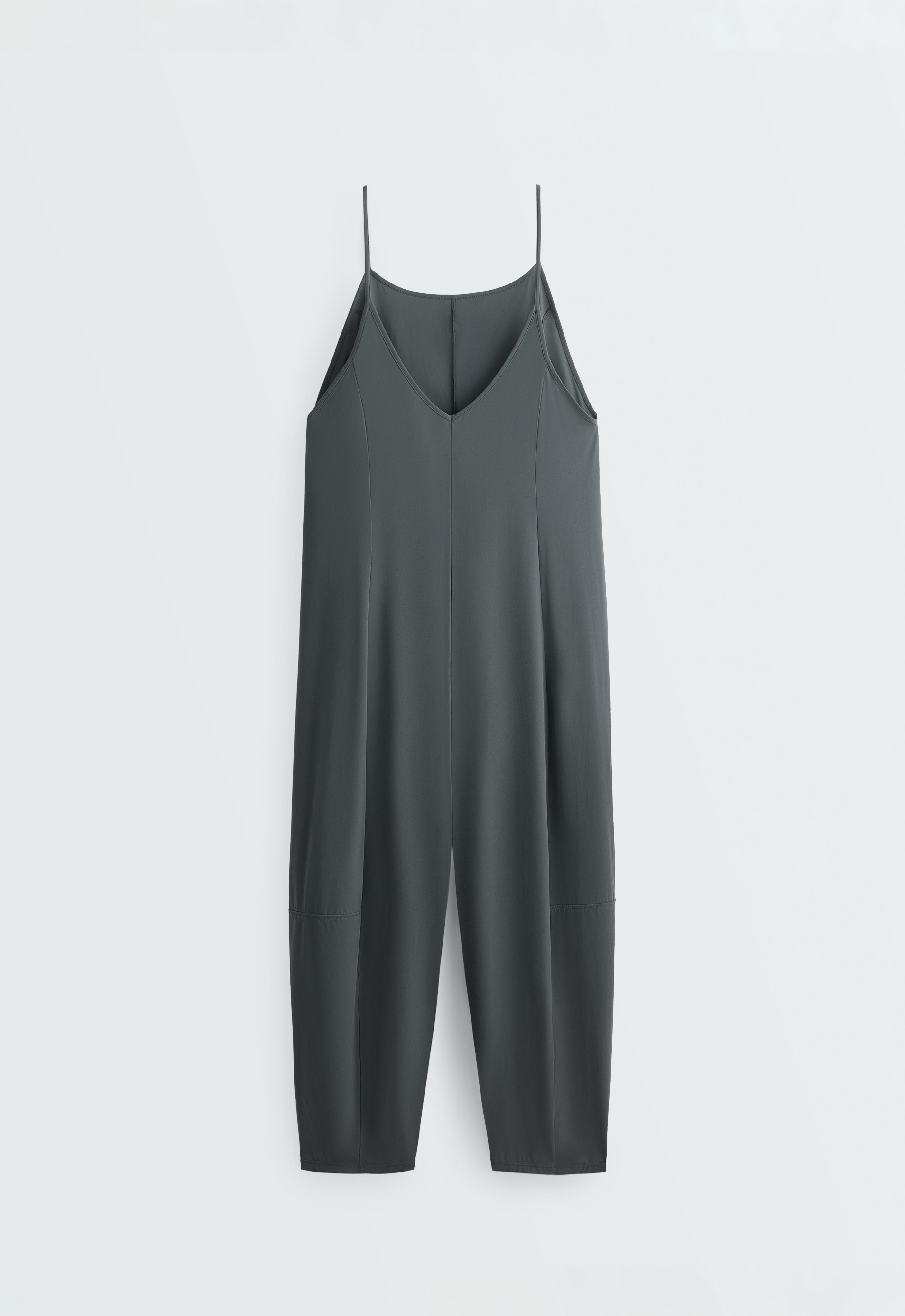 Light Touch wide long jumpsuit — STEEL GREY