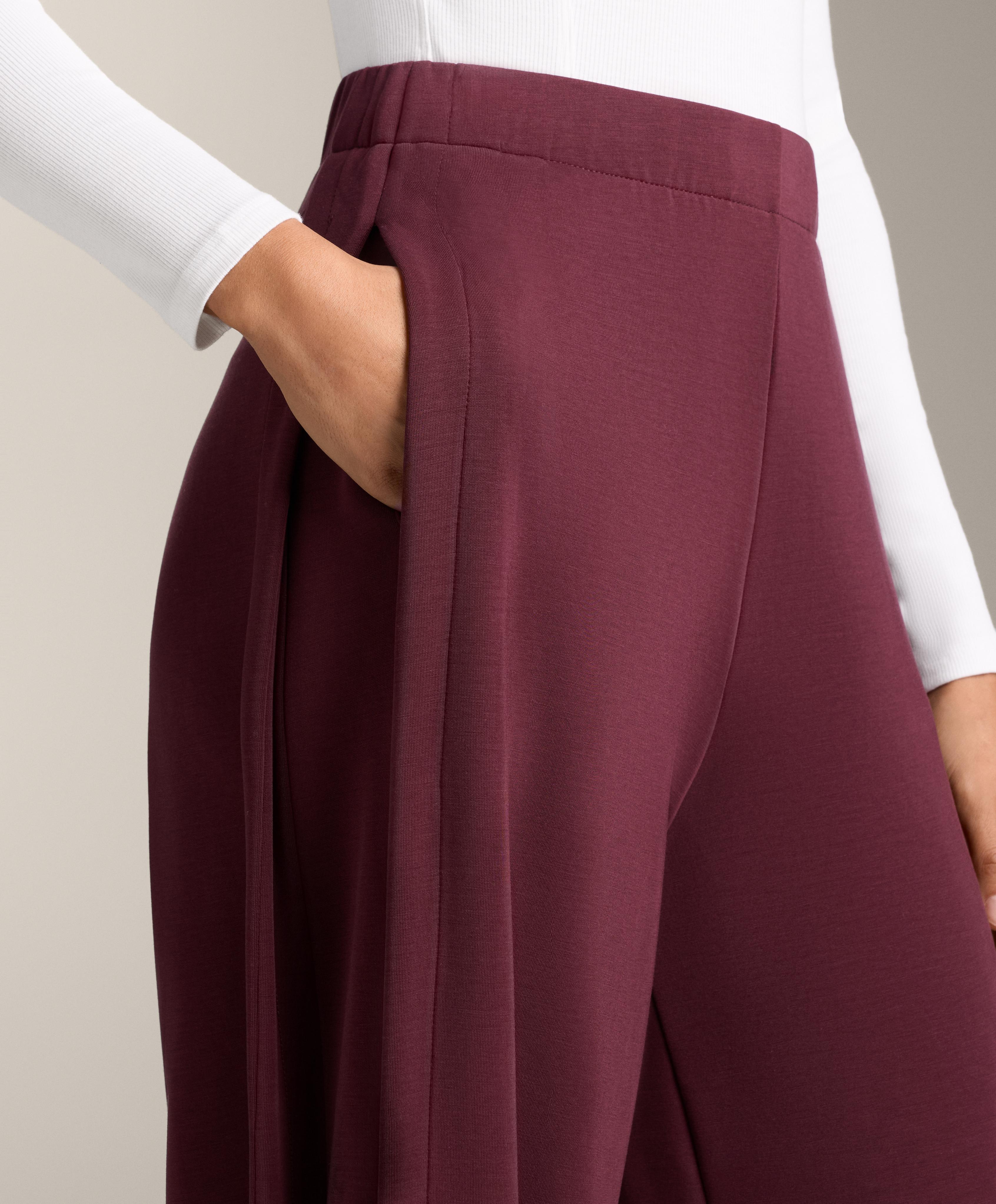 Cocoon trousers with modal side pleat — MAROON