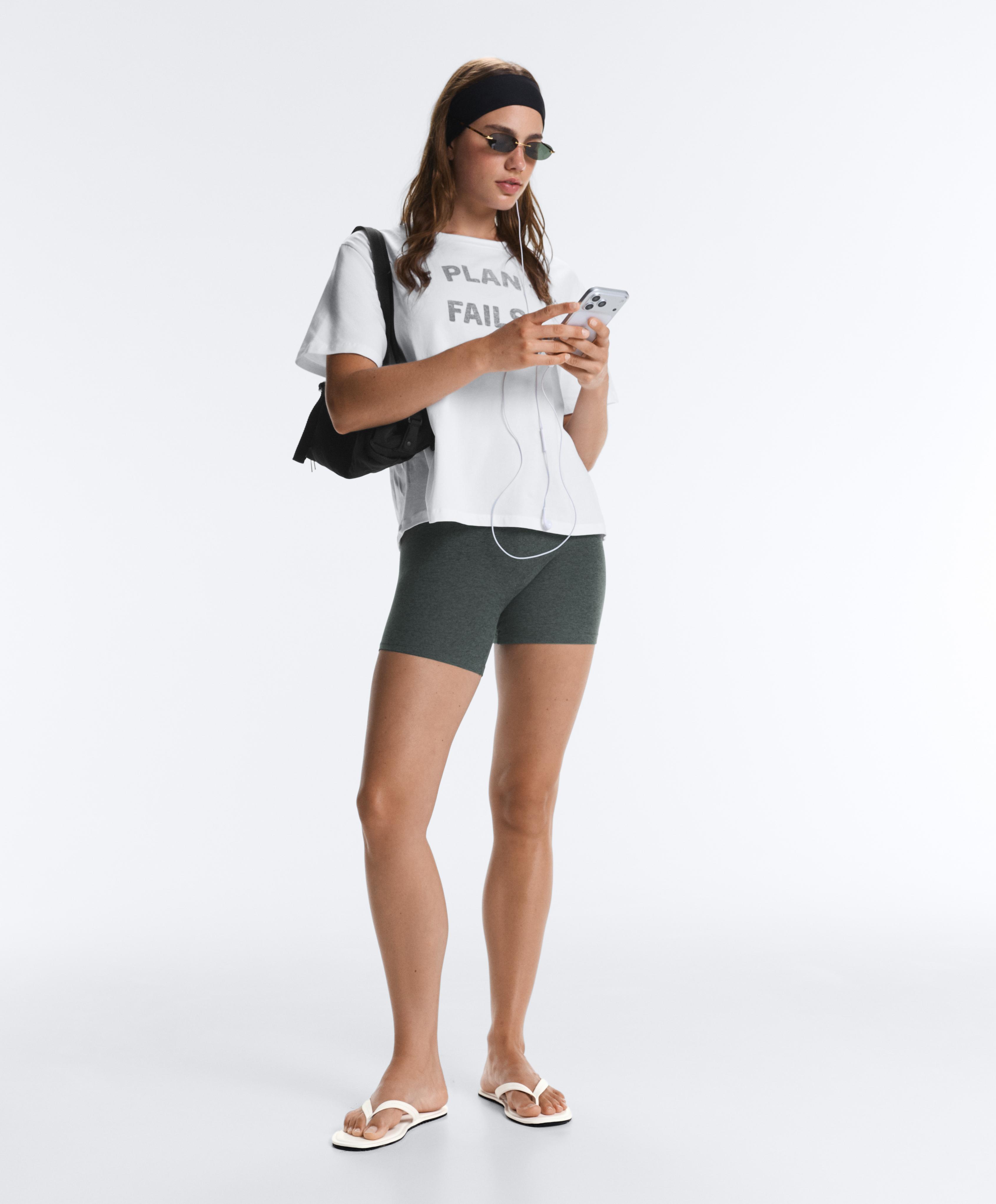 Camiseta boxy texto mezcla algodón