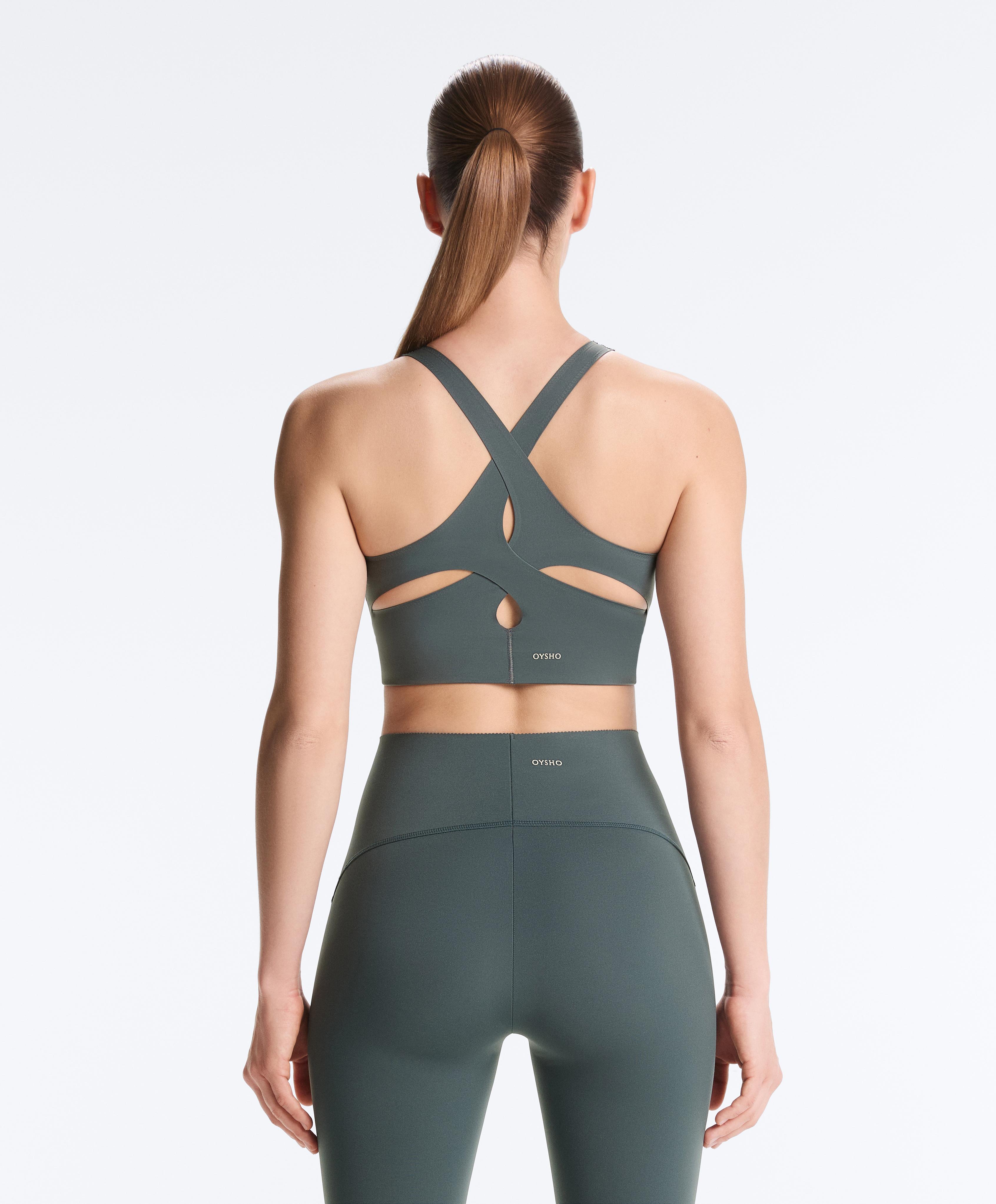 Light Touch crossover back tank top — DARK GREY-GREEN
