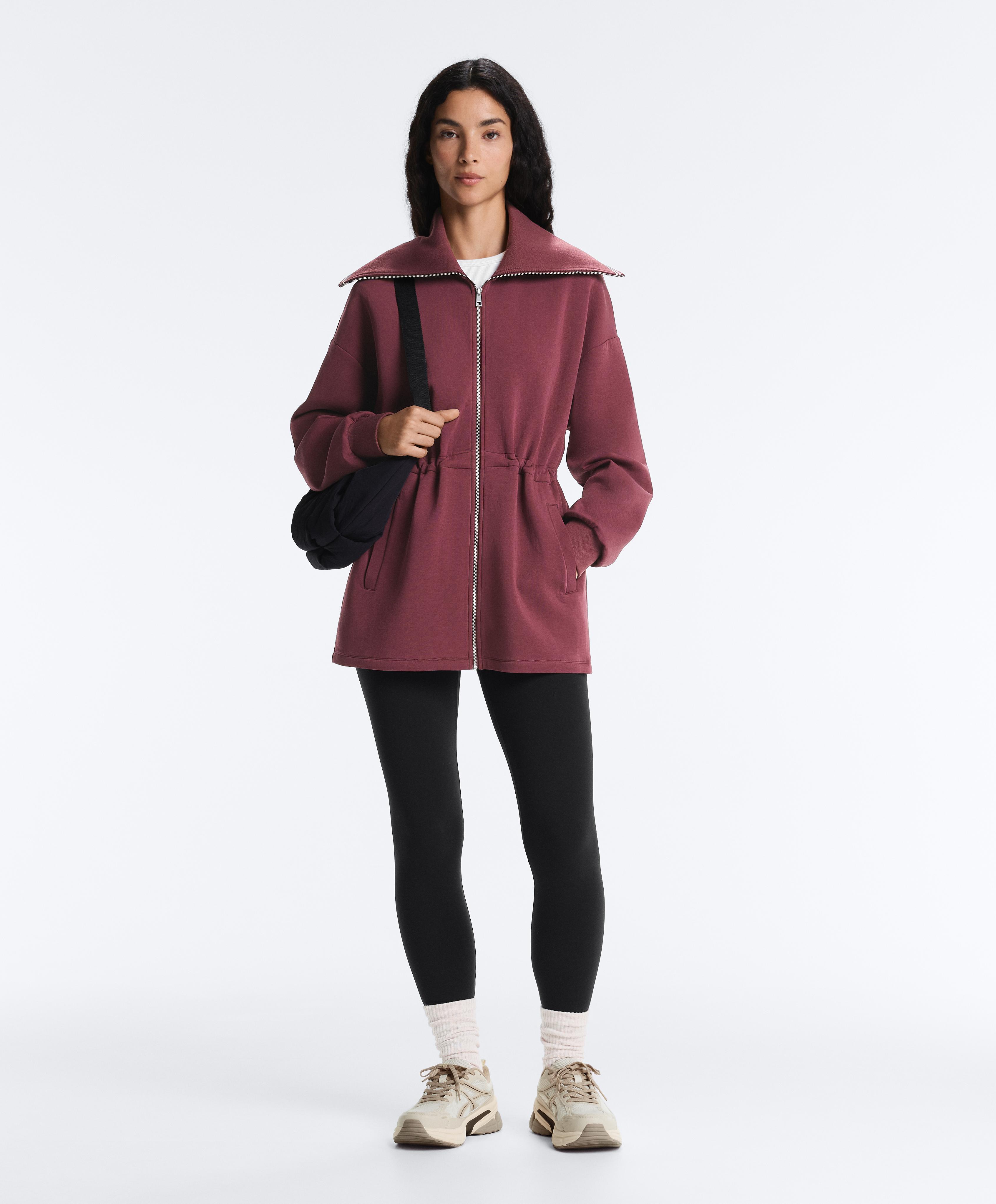 Long cotton blend high-neck jacket — CHERRY