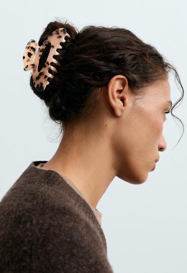 Large faux-tortoiseshell hair clip — BLACK 2