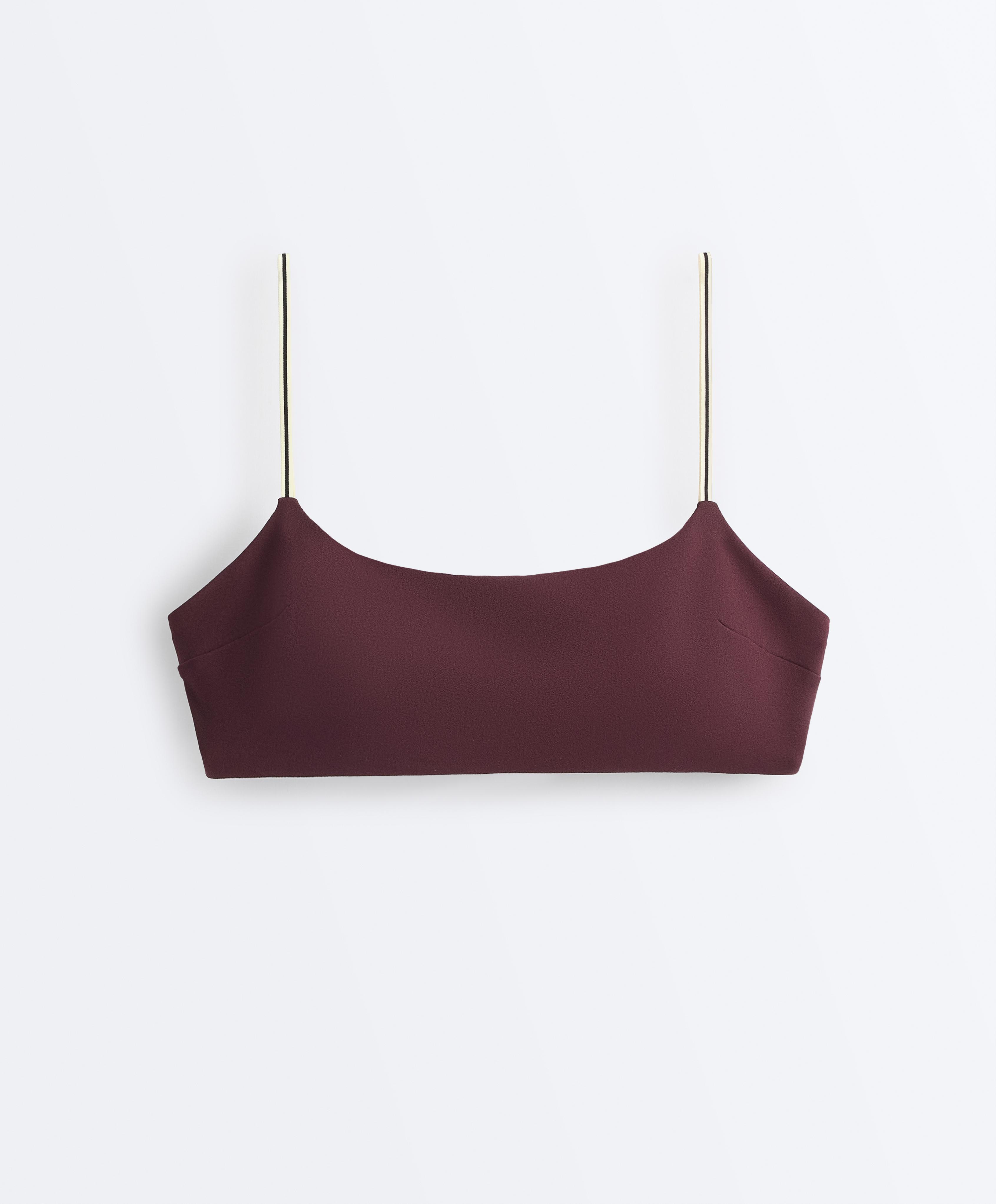Contrast strap bikini top — DARK PLUM