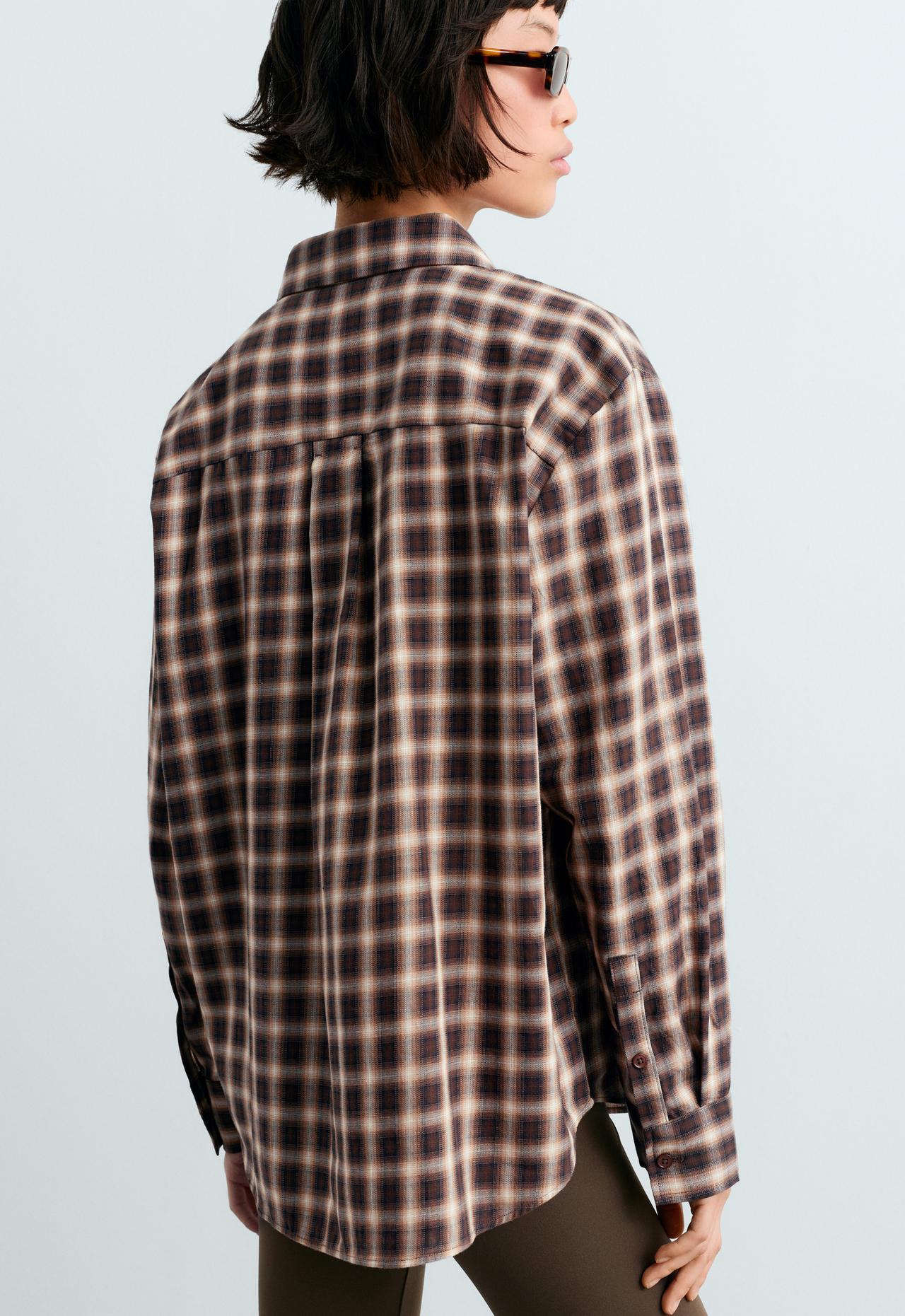 100% cotton check print shirt — BROWN