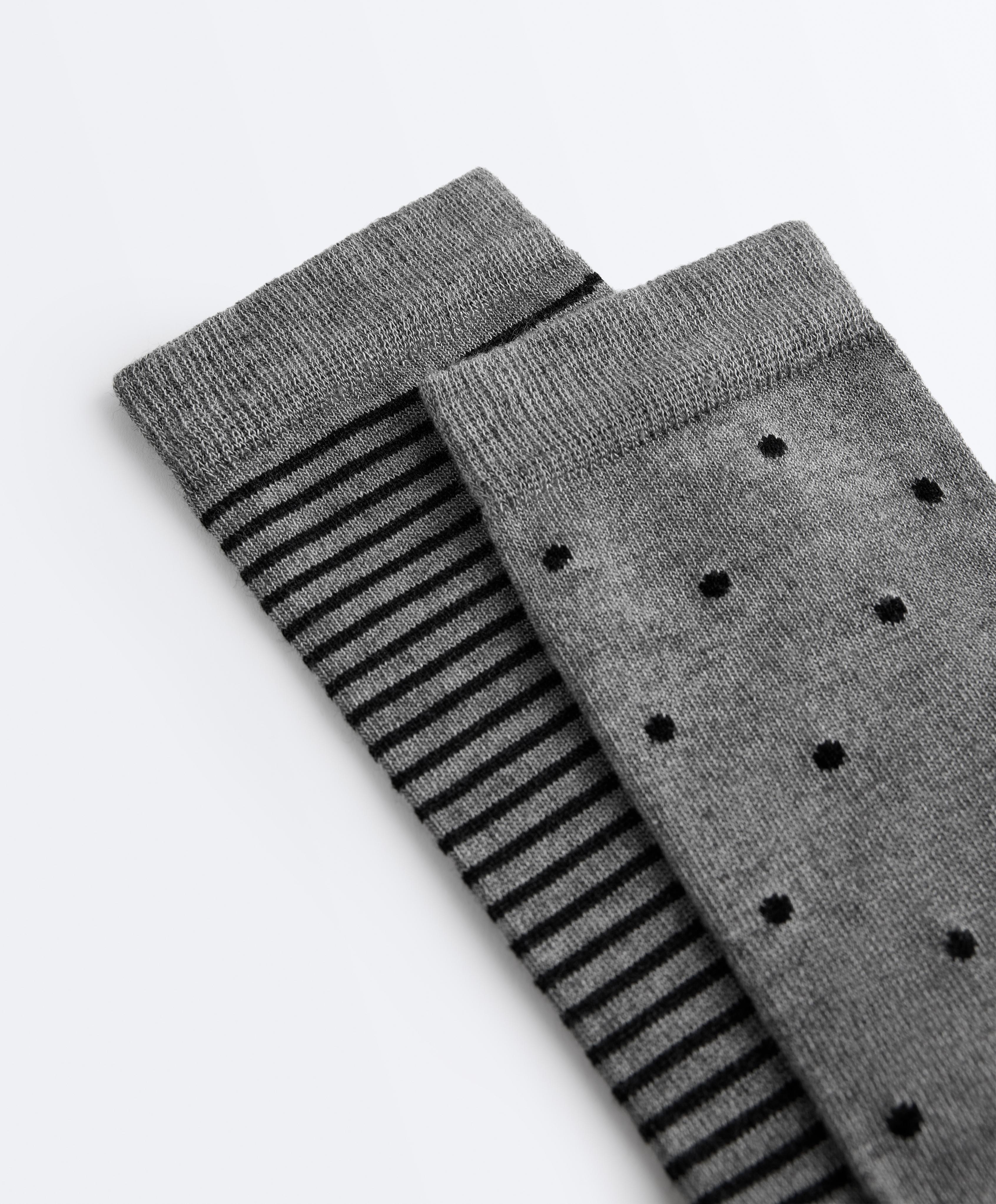 2 pairs of classic 55% modal 10% cashmere socks — MOTTLED GREY MELANGE