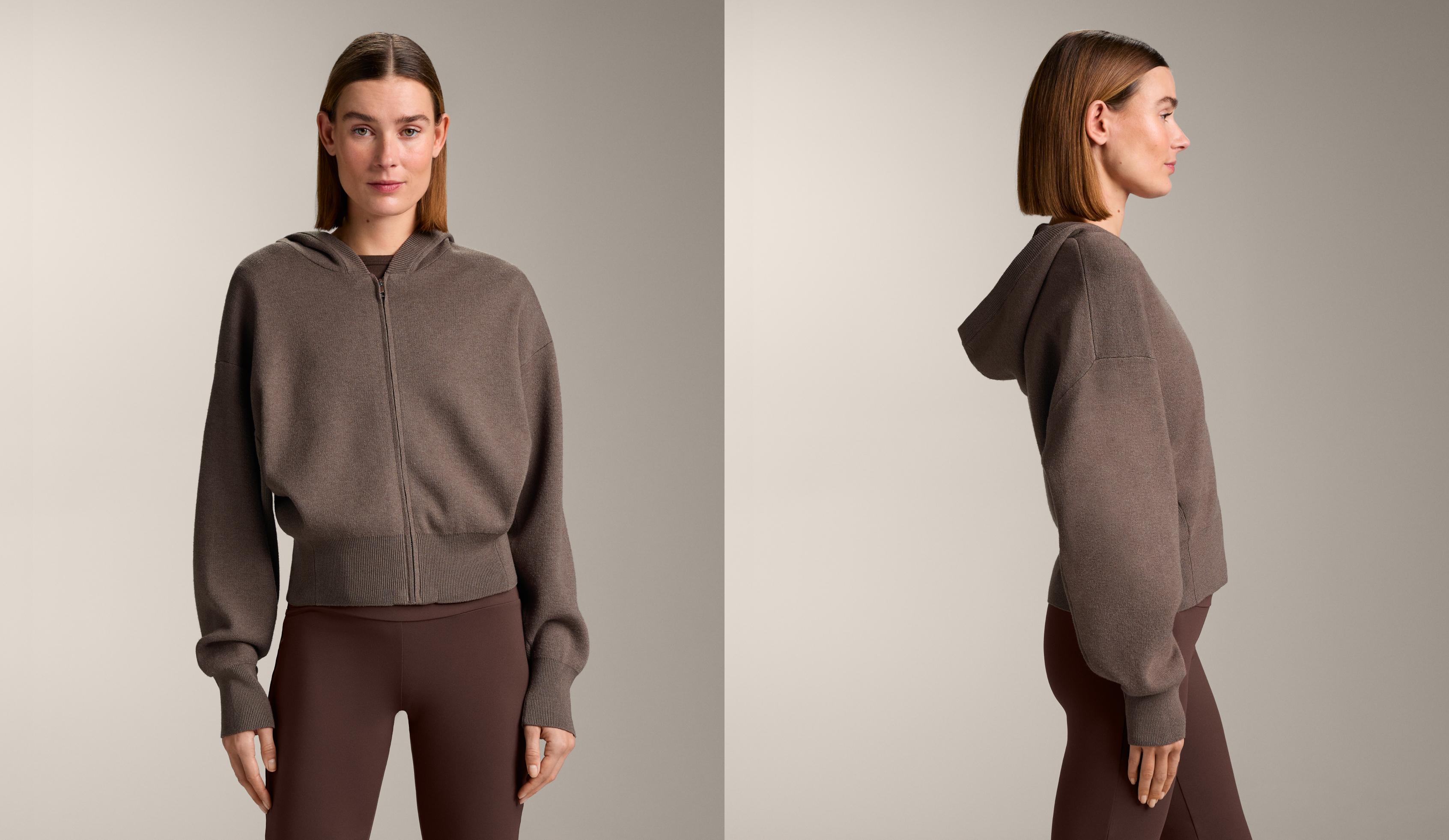 Jachetă de tricot cu glugă, detalii laterale Jachetă de tricot cu glugă, detalii laterale