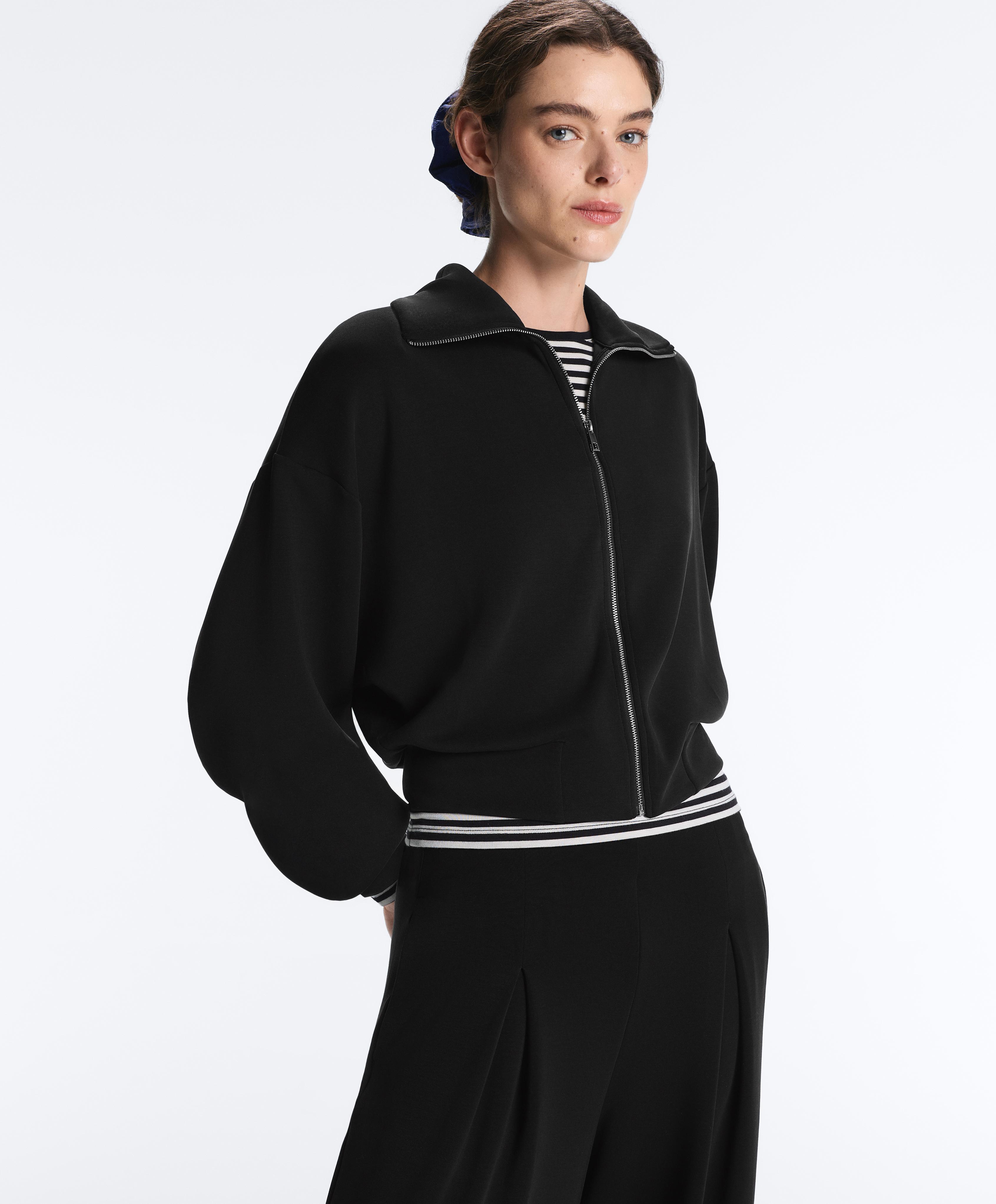 Boxy jacket with soft-touch modal — BLACK