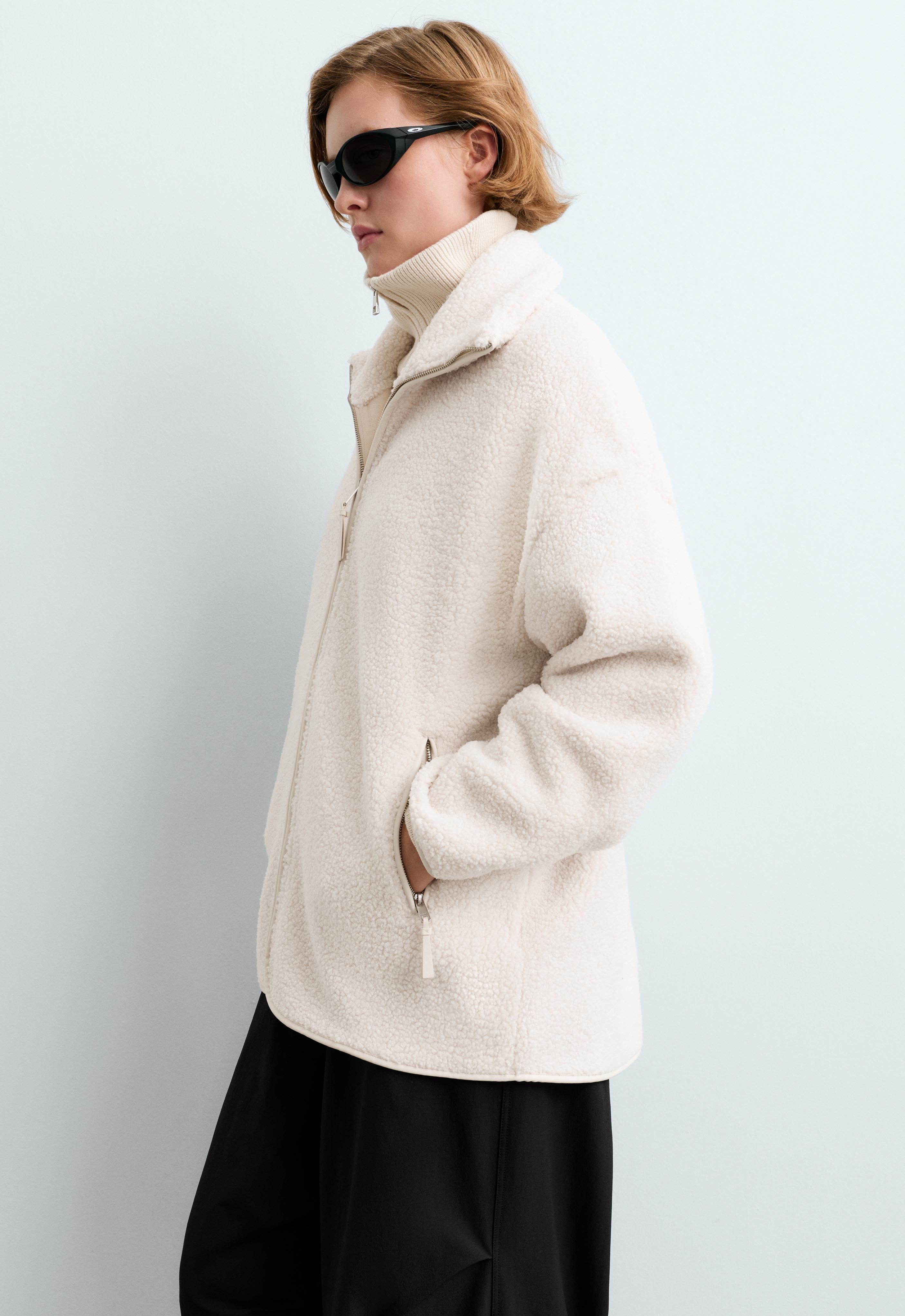 Veste effet mouton à col montant