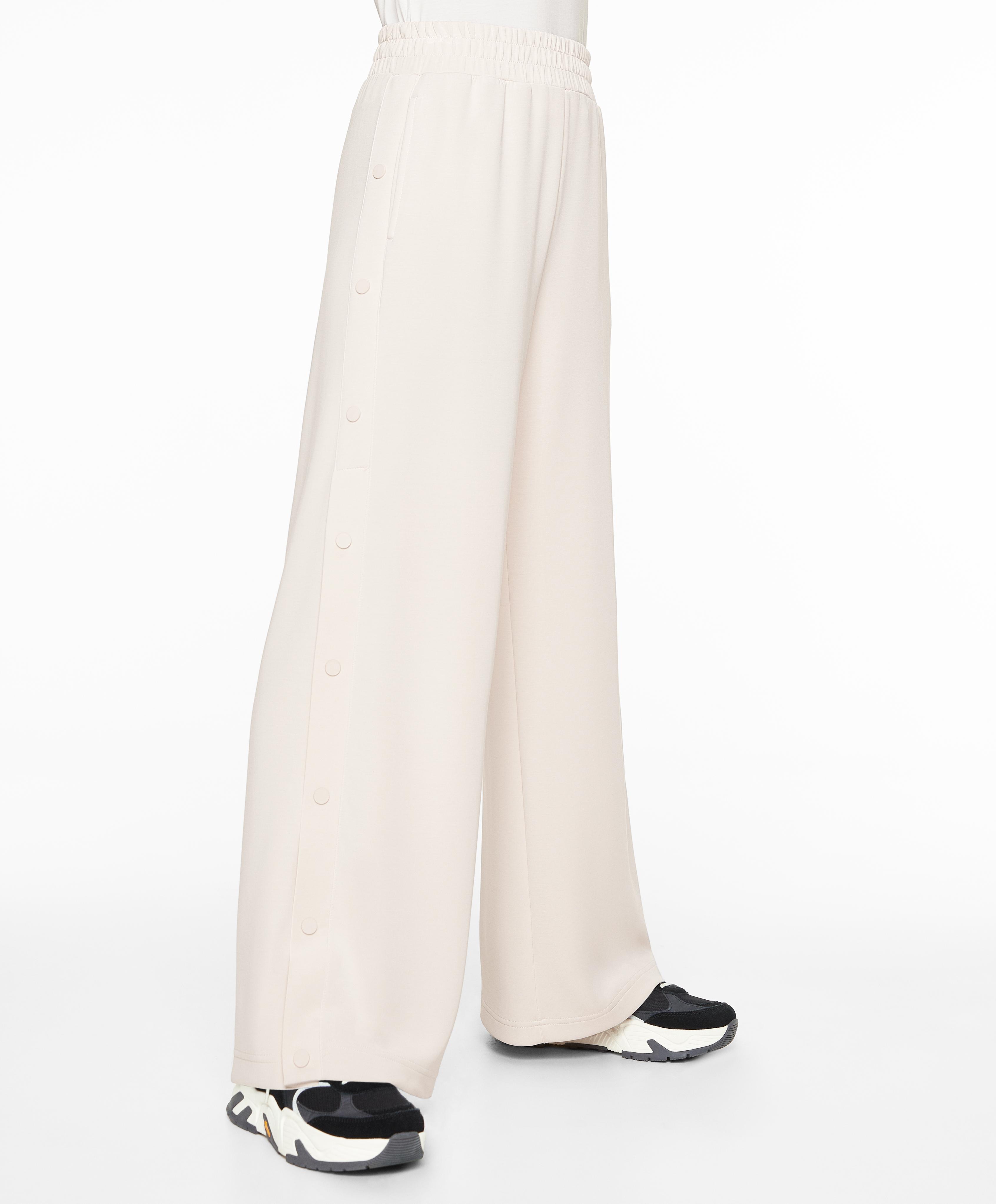 Pantalón wide leg modal tacto suave botones