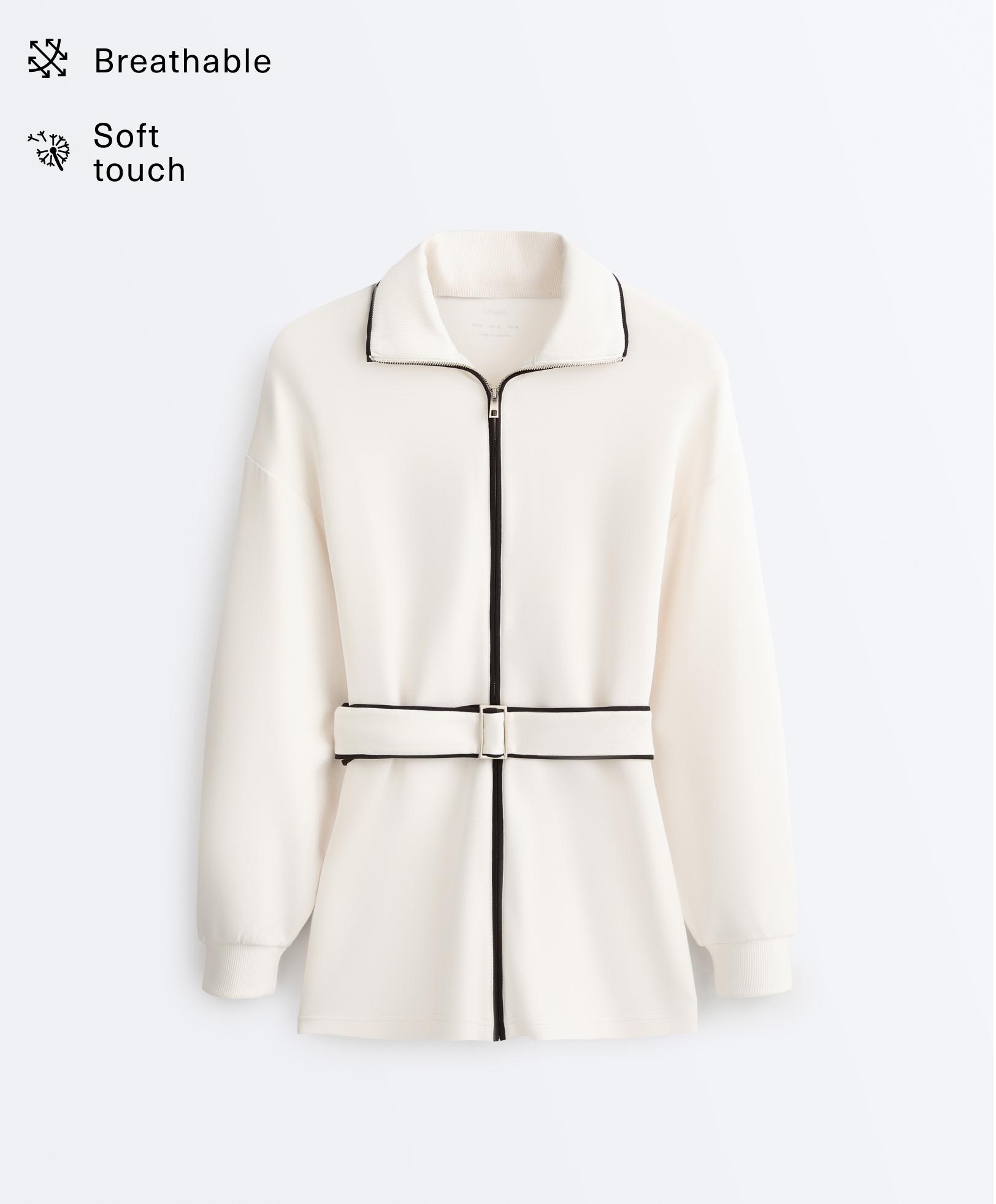 Veste longue piping contrastant avec modal toucher doux