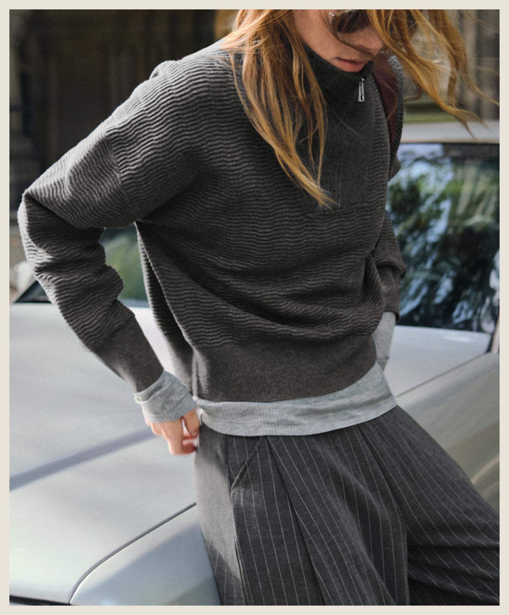 Textured Half-Zip Knit Jumper