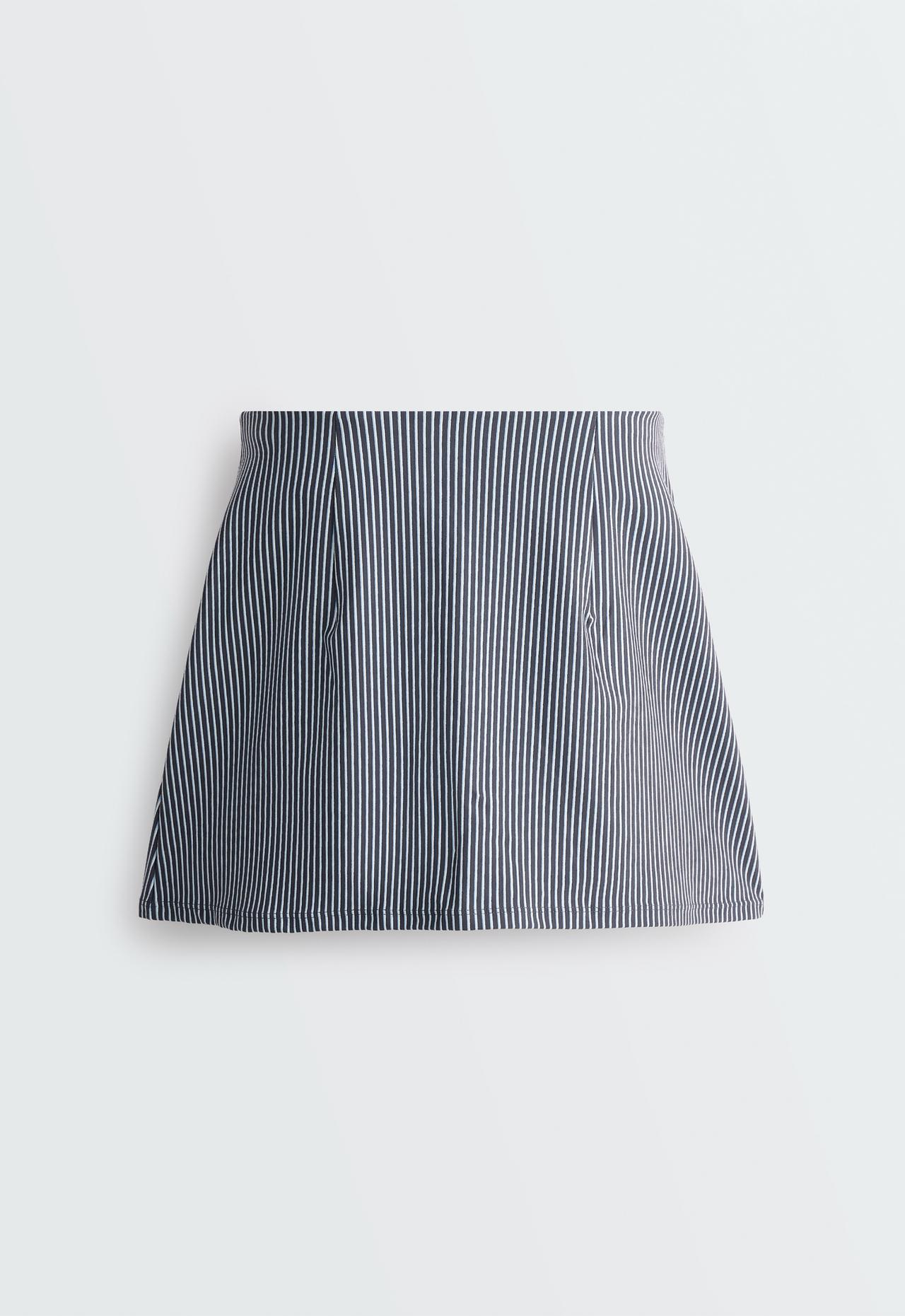 Evermove high rise striped short skirt — STEEL GREY