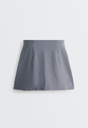 Evermove high rise striped short skirt — STEEL GREY 11