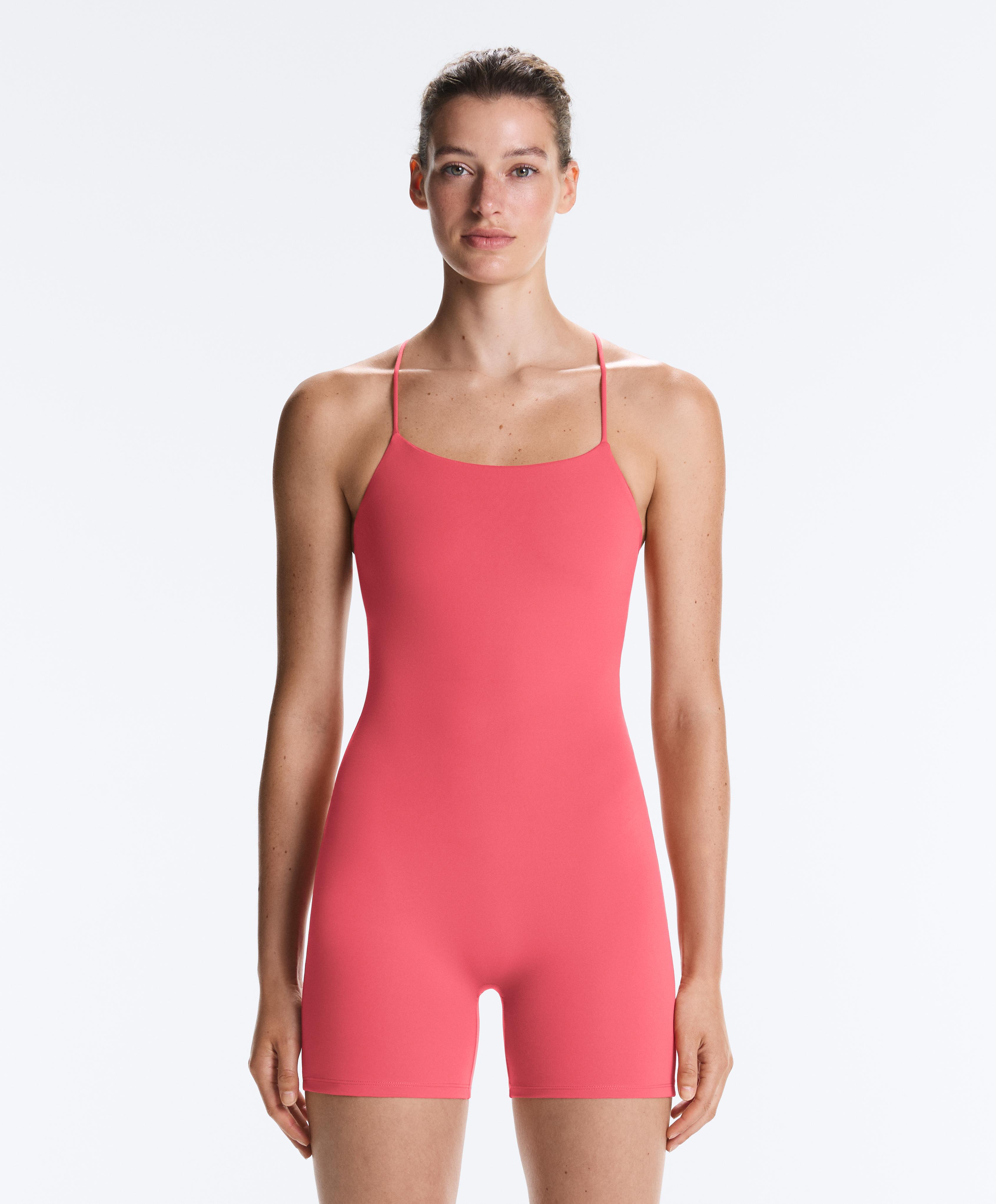 Comfortlux strappy back short jumpsuit — WASHED RED