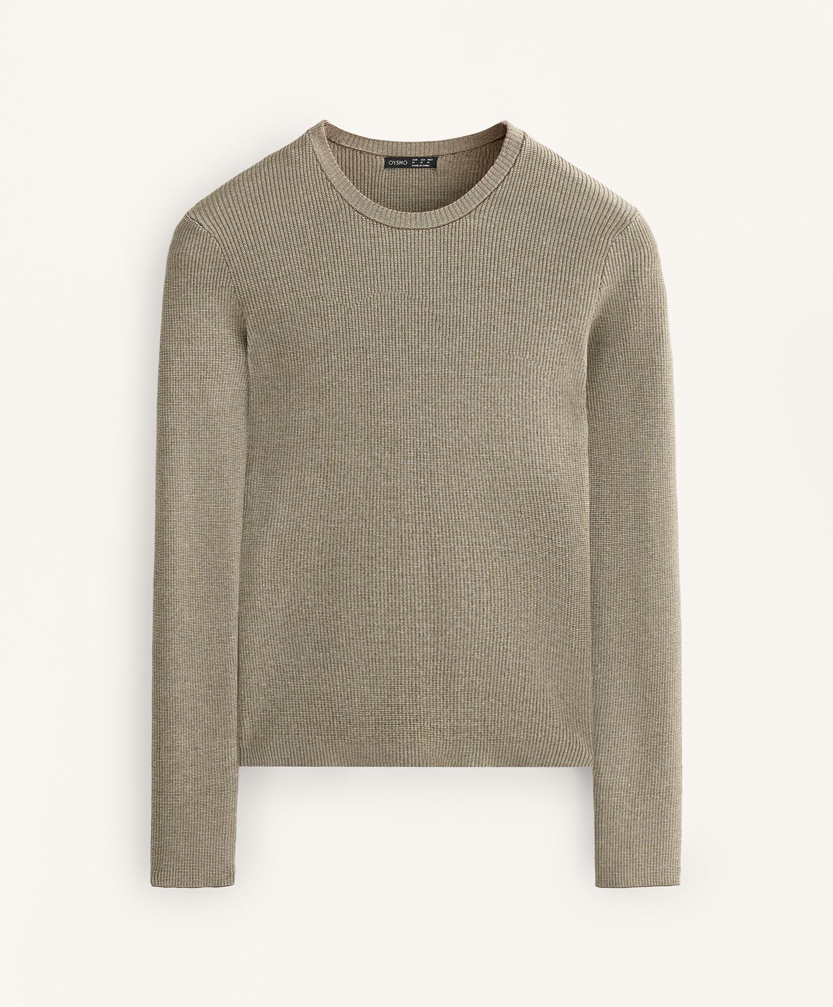 Textured knit base layer T-shirt — OLIVE GREEN