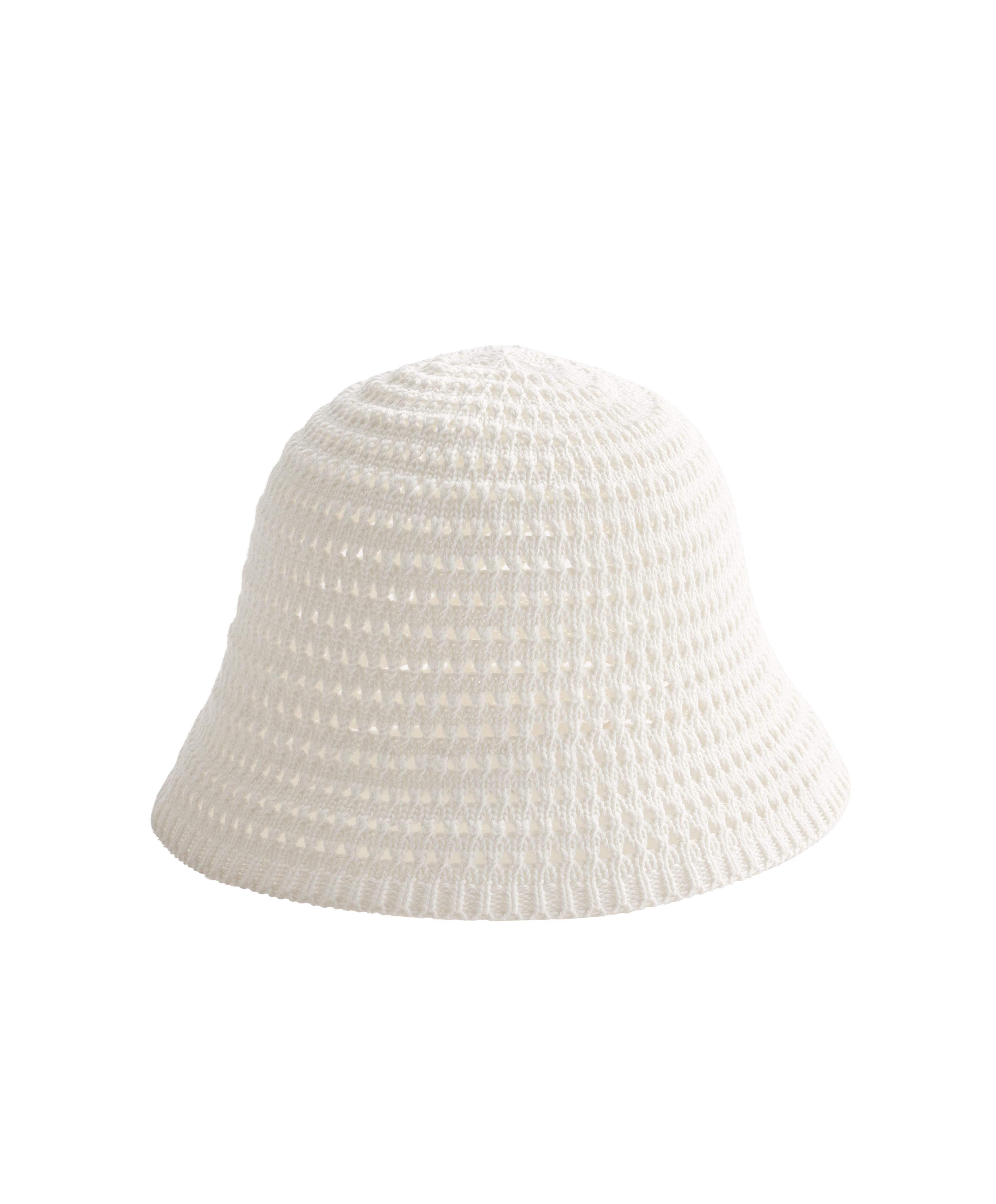 100% cotton crochet bucket hat — PALE BEIGE (alternate view)