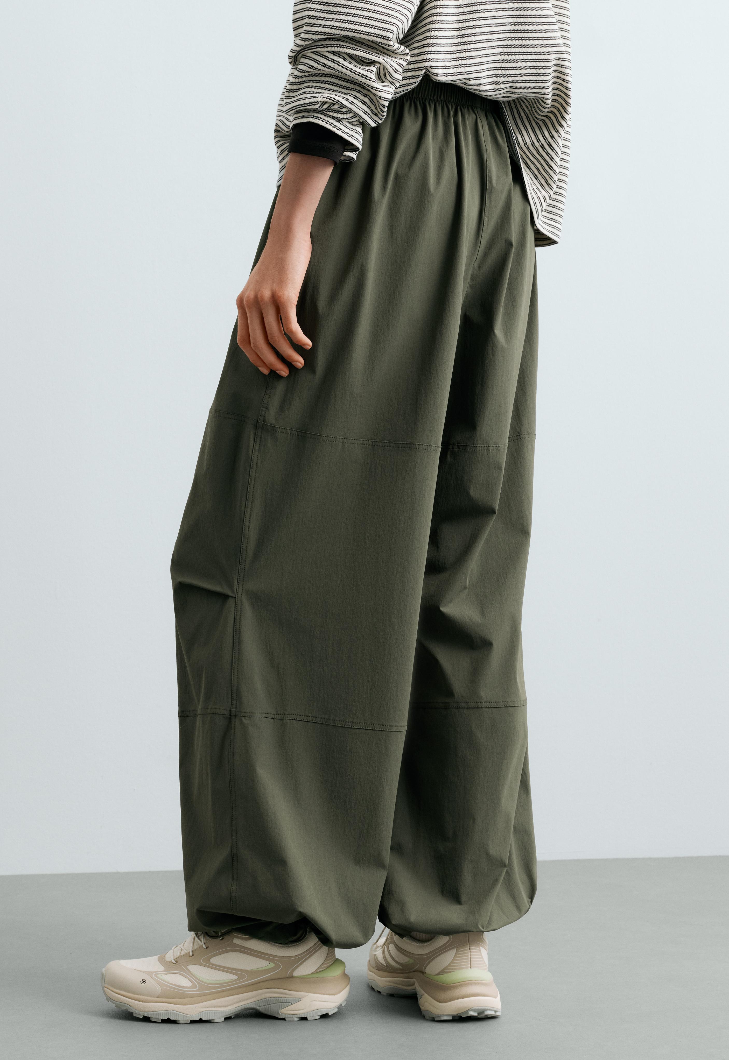 Adjustable technical wide-leg trousers — KHAKI