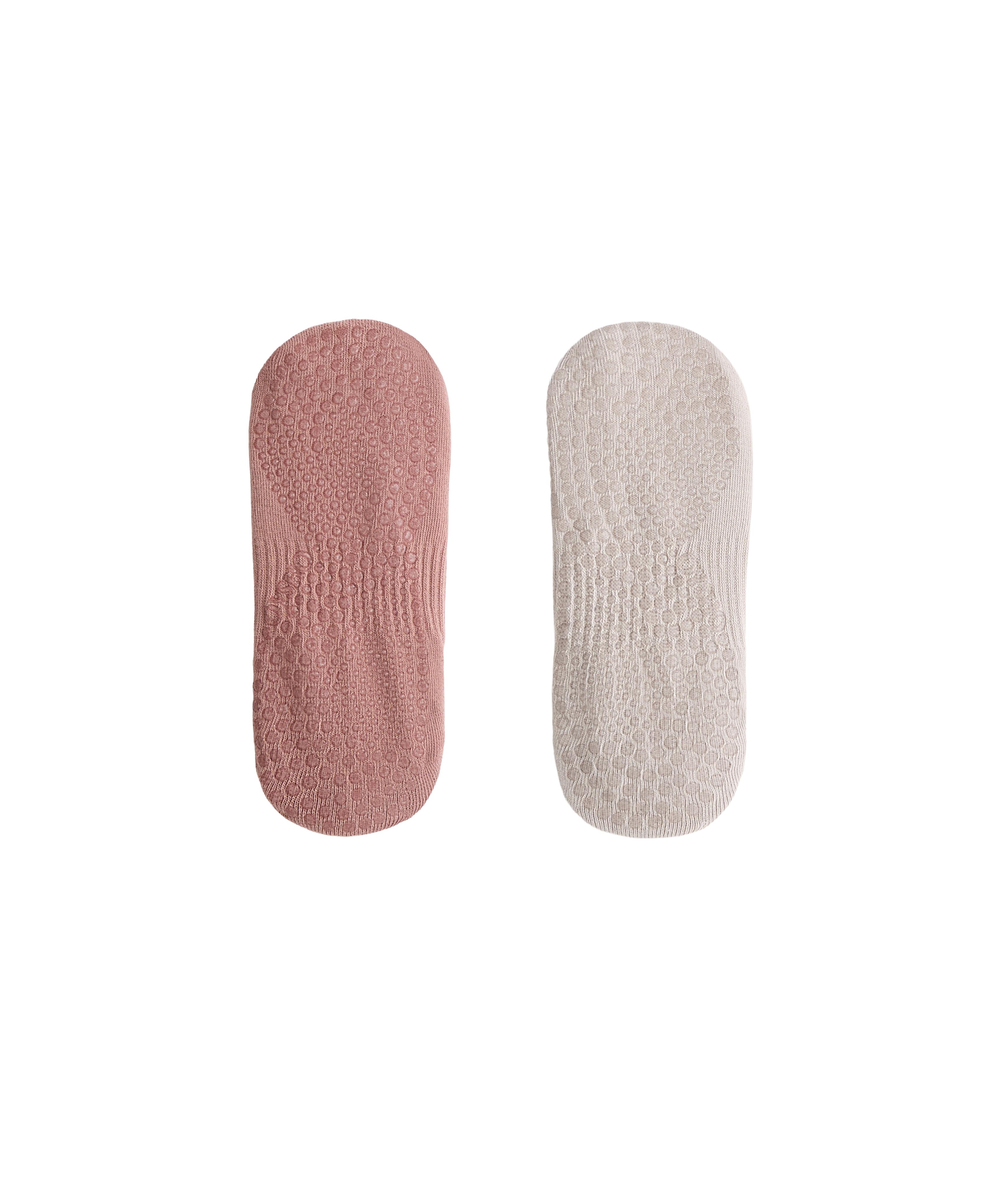 2 pairs of invisible cotton blend yoga and Pilates socks — PALE PINK