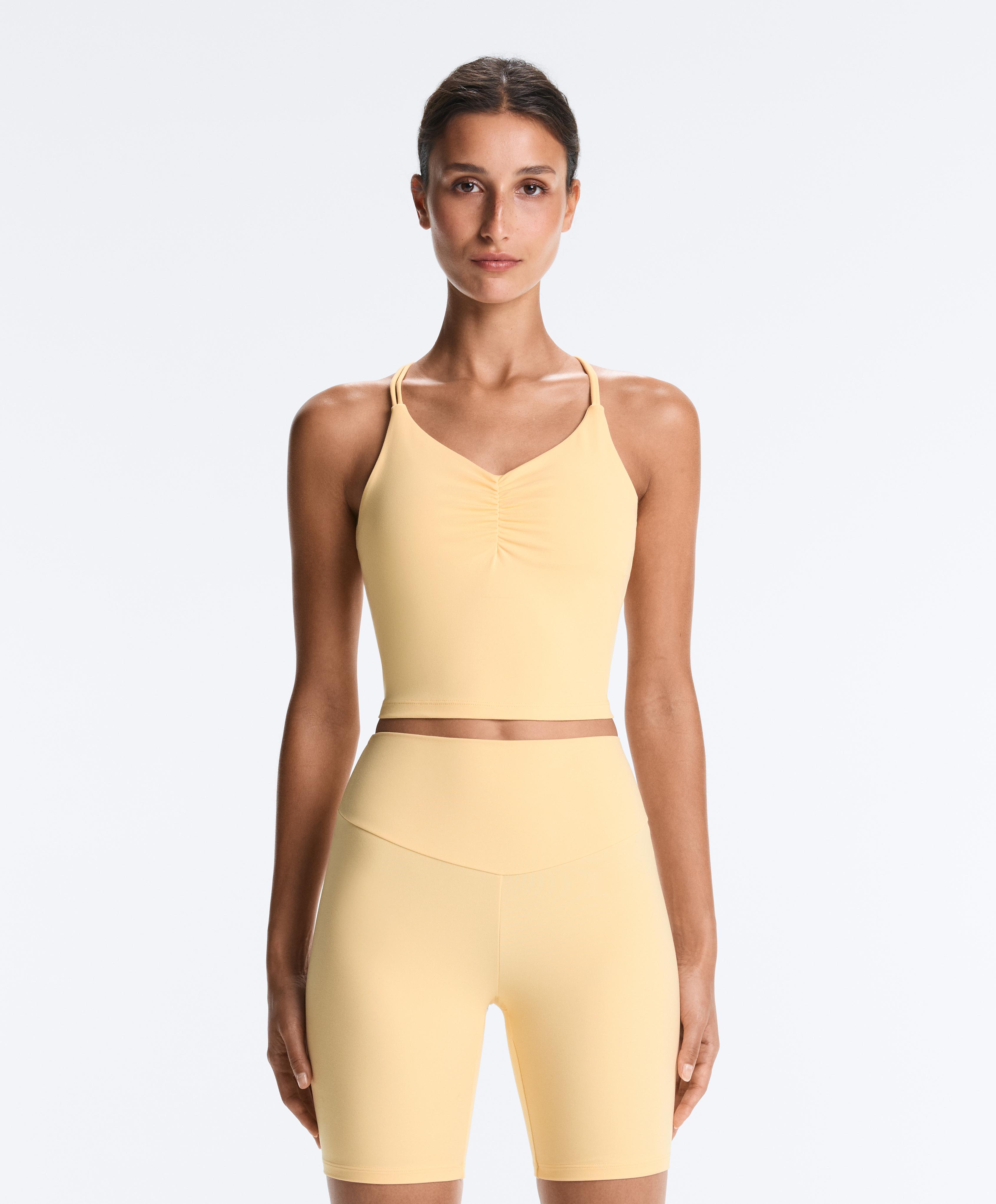 Comfortlux crossover strap tank top — PALE YELLOW