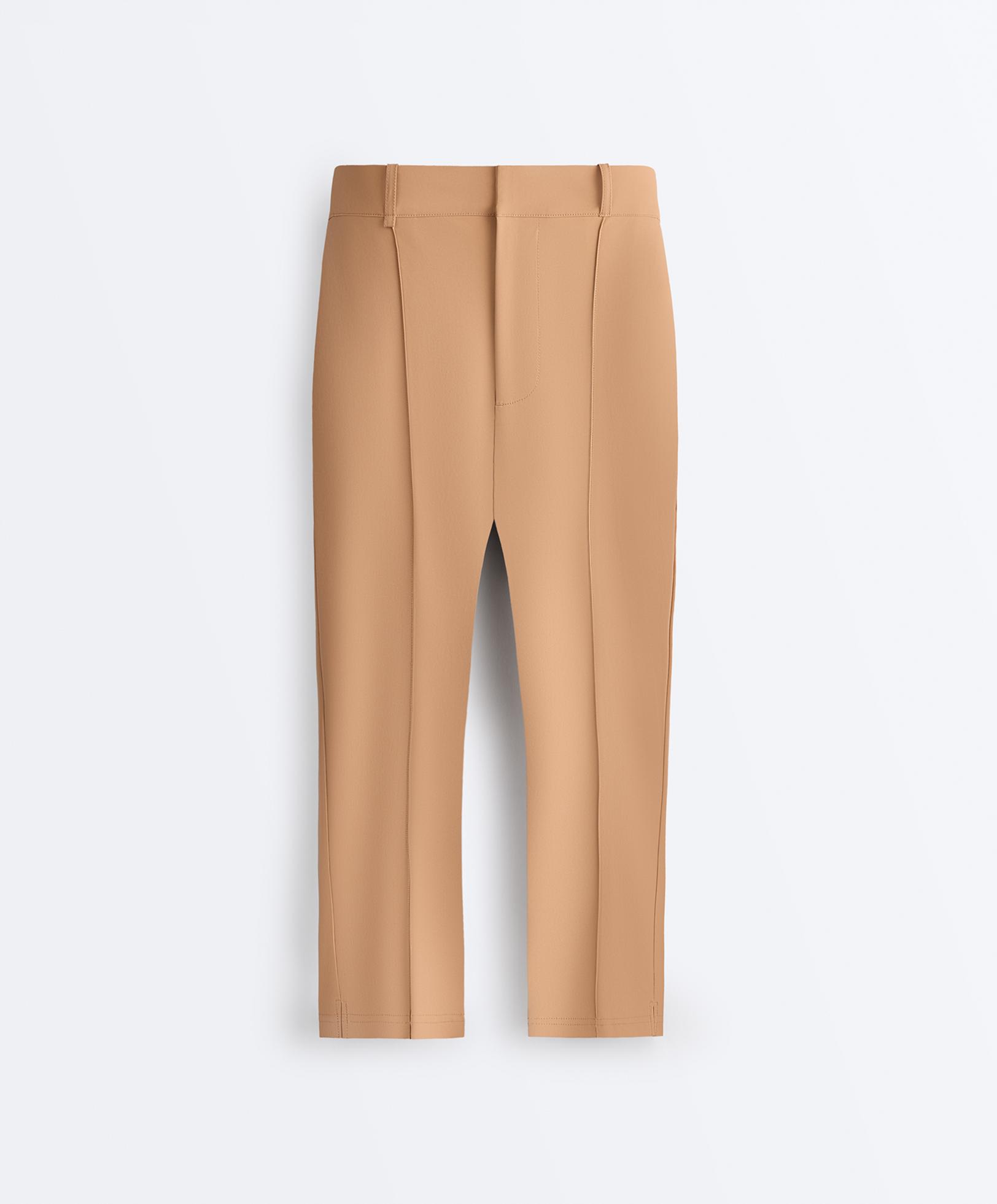 Technical skinny capri trousers with seam detail — SAND
