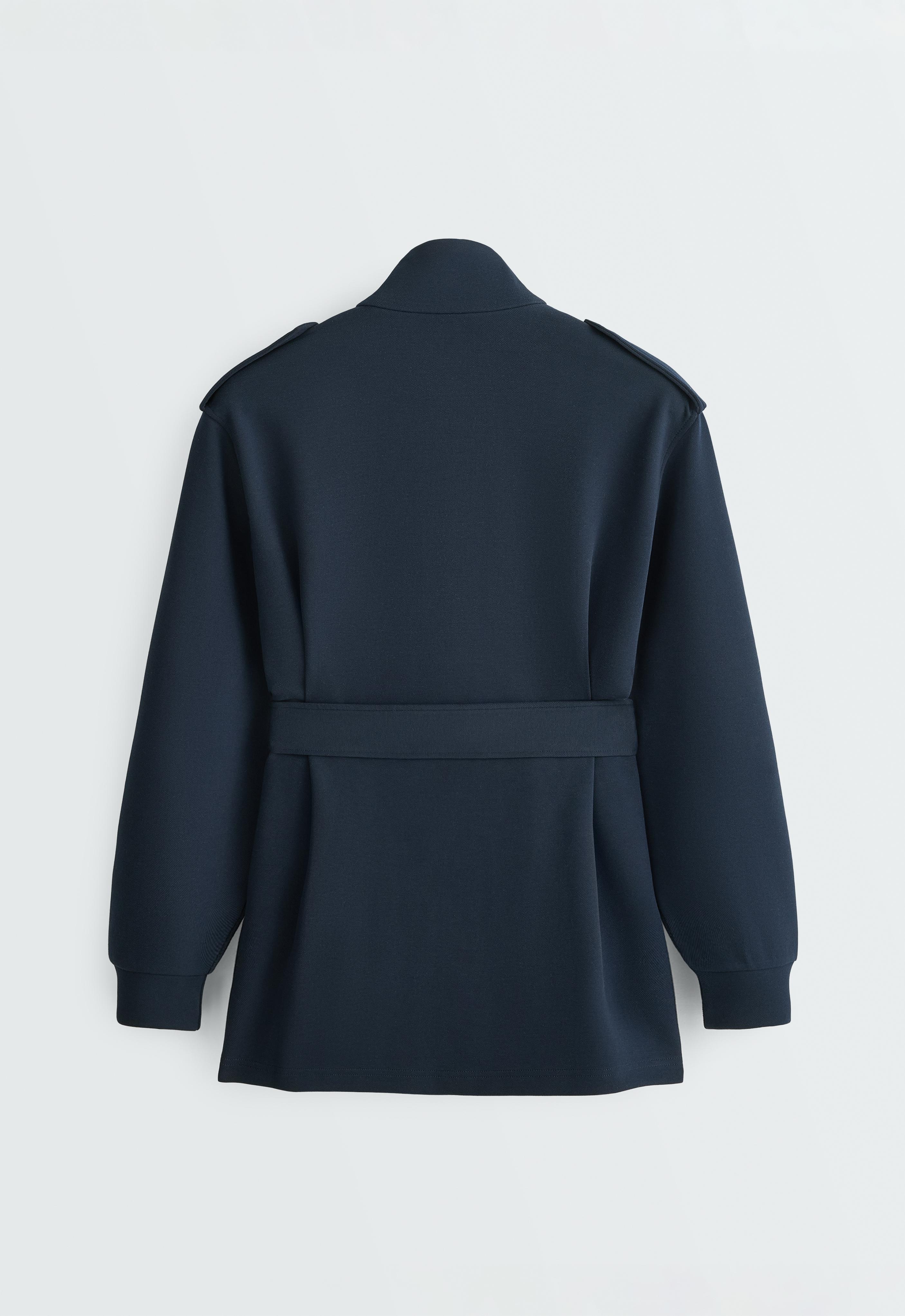 Long utility jacket with cotton — NAVY BLUE