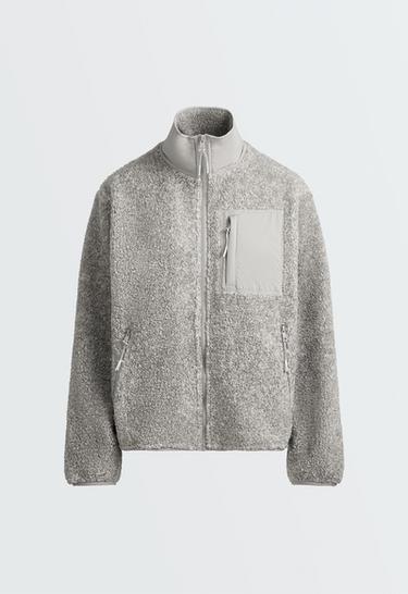 Faux-shearling pocket jacket — MID-GREY MELANGE 7