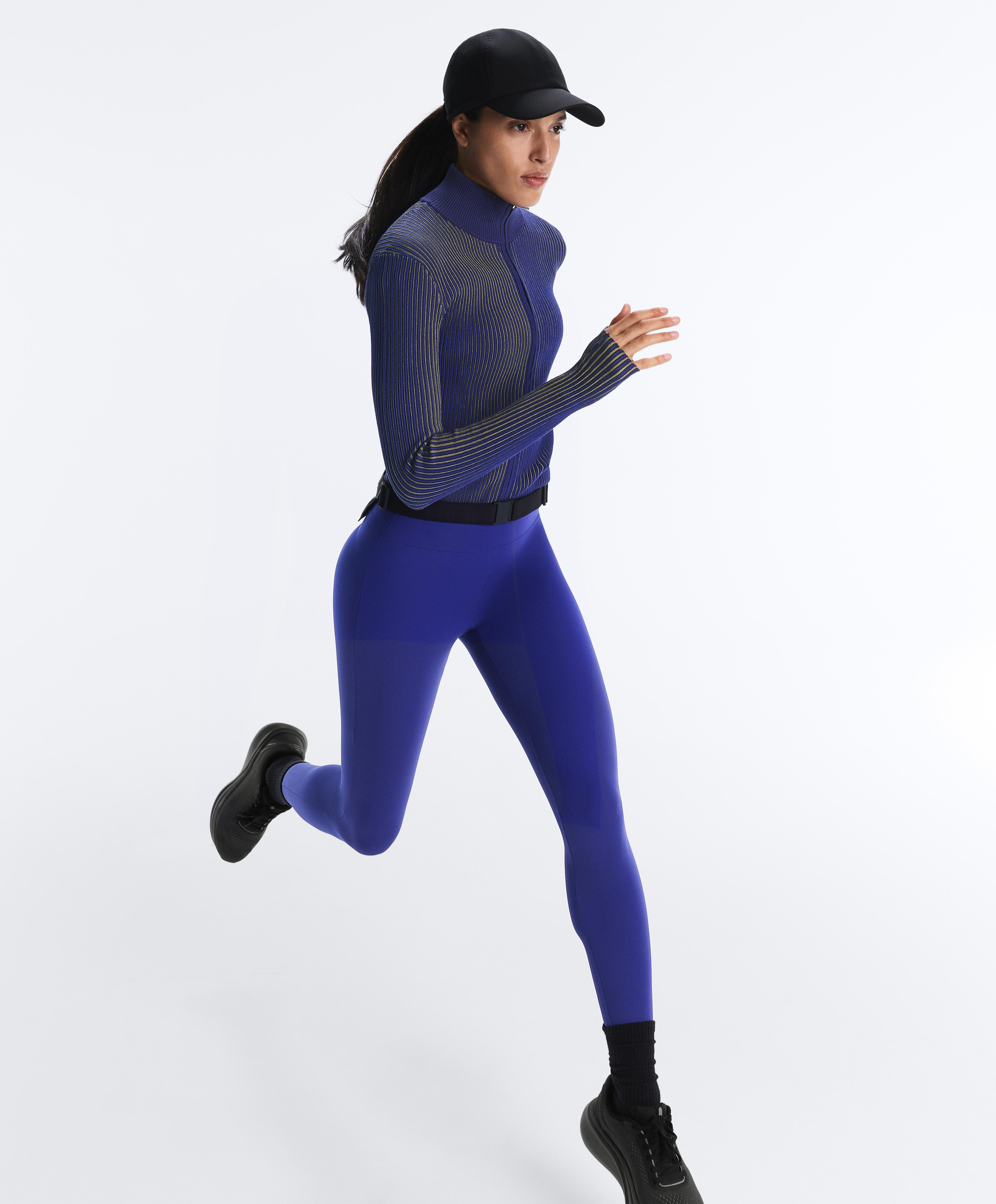 Fitted rib-knit jacket — COBALT