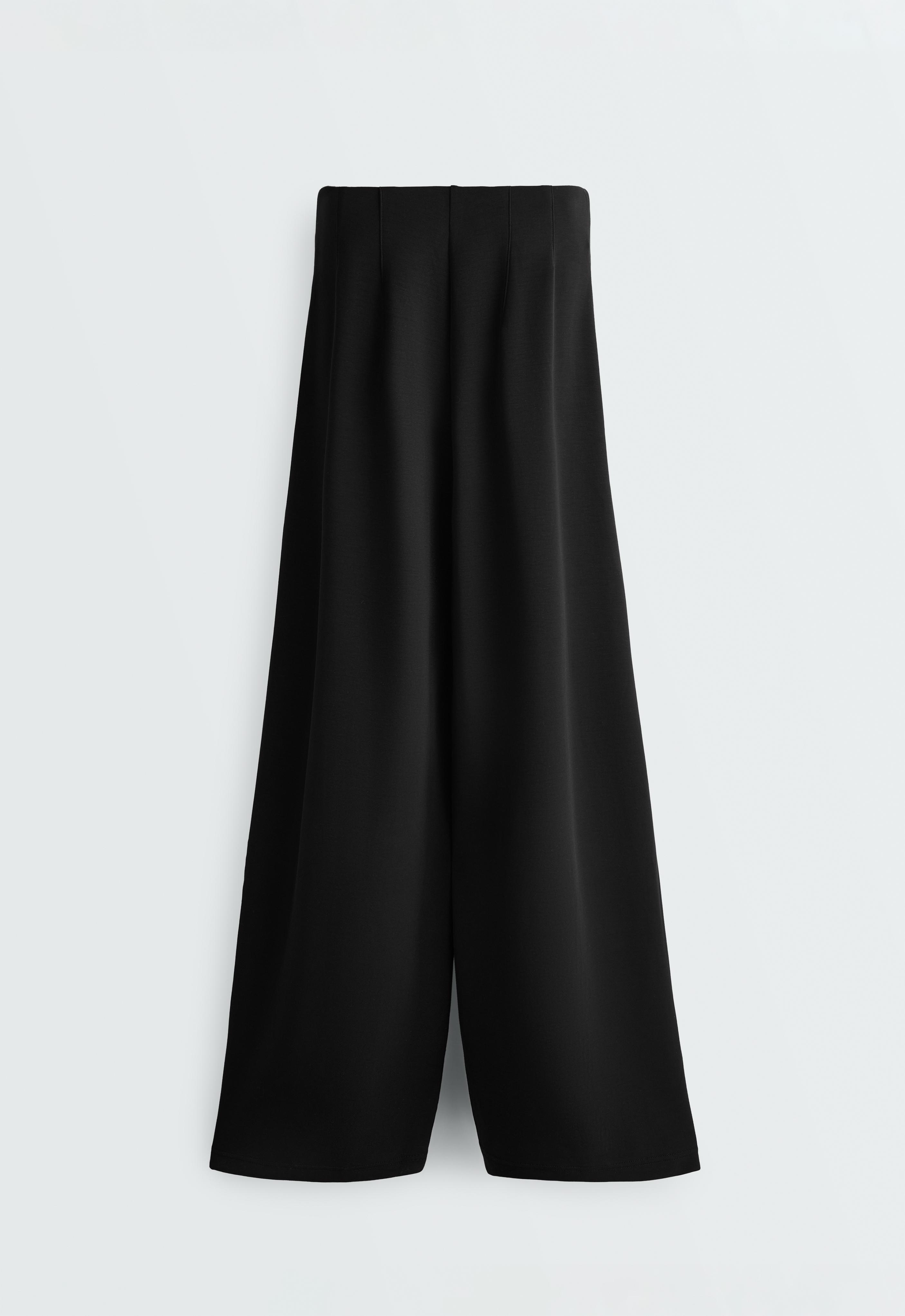 Straight-leg trousers with modal and crease — BLACK