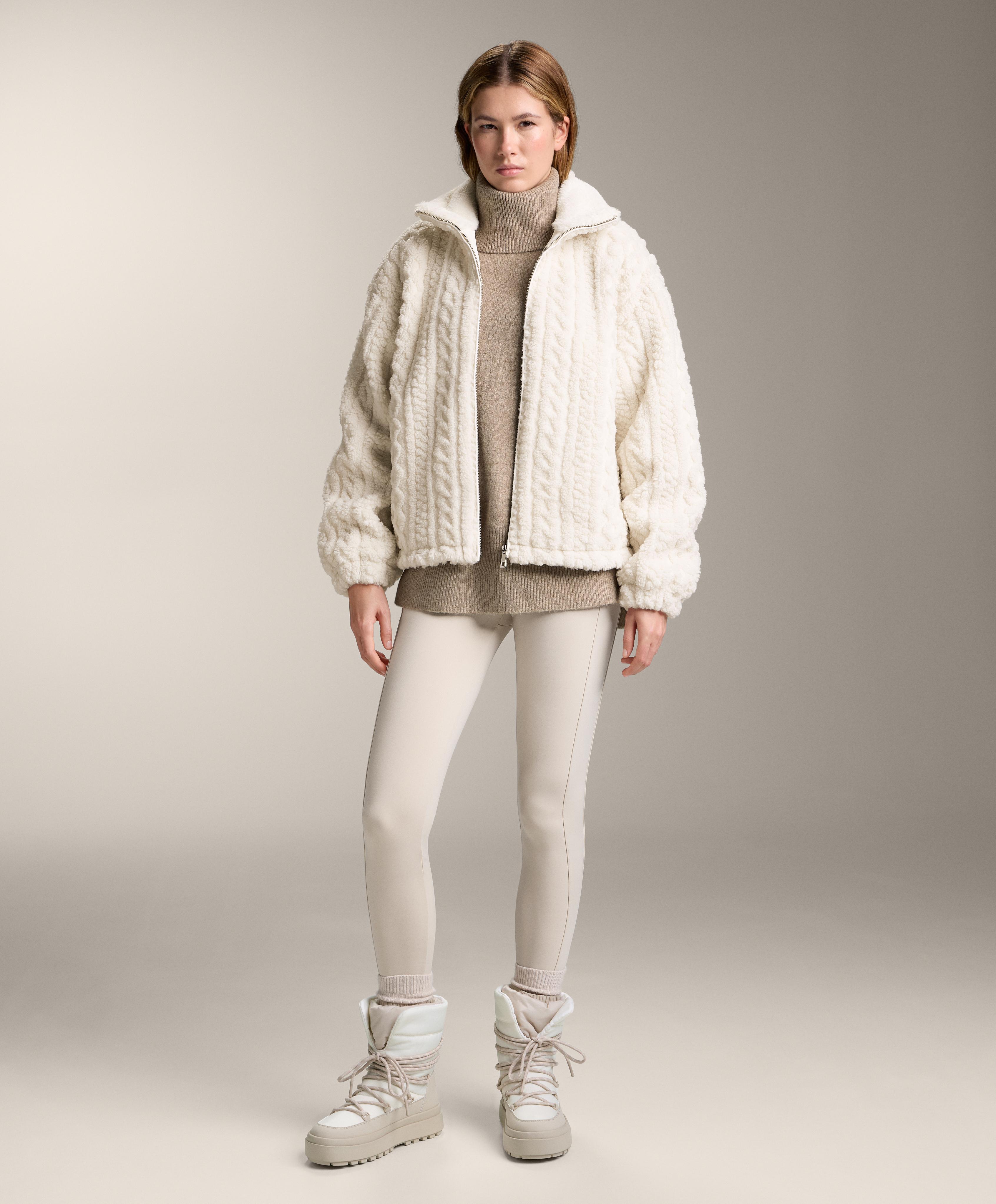 Cable-knit faux-shearling jacket — ECRU