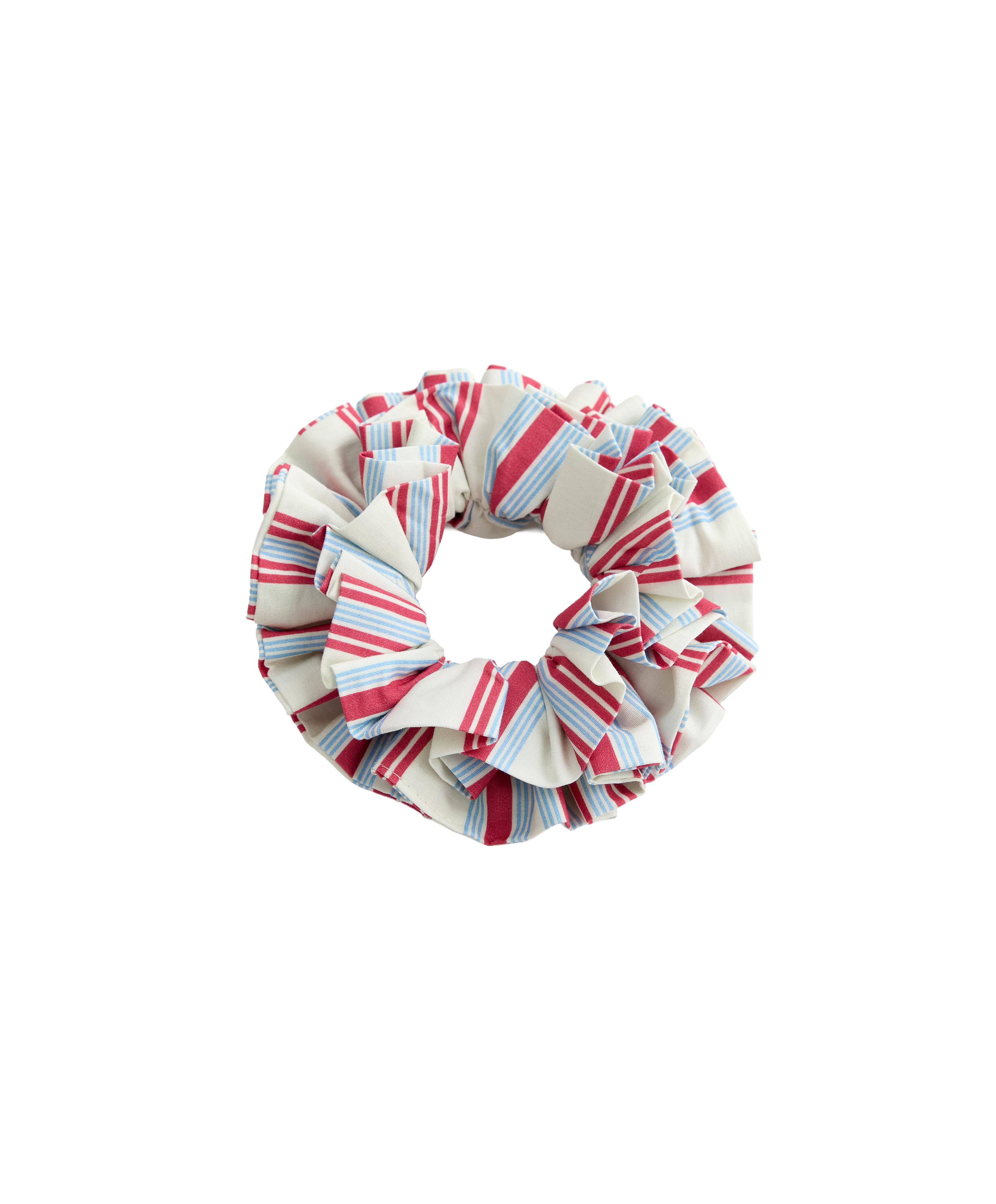 Maxi striped 100% cotton scrunchie — RED