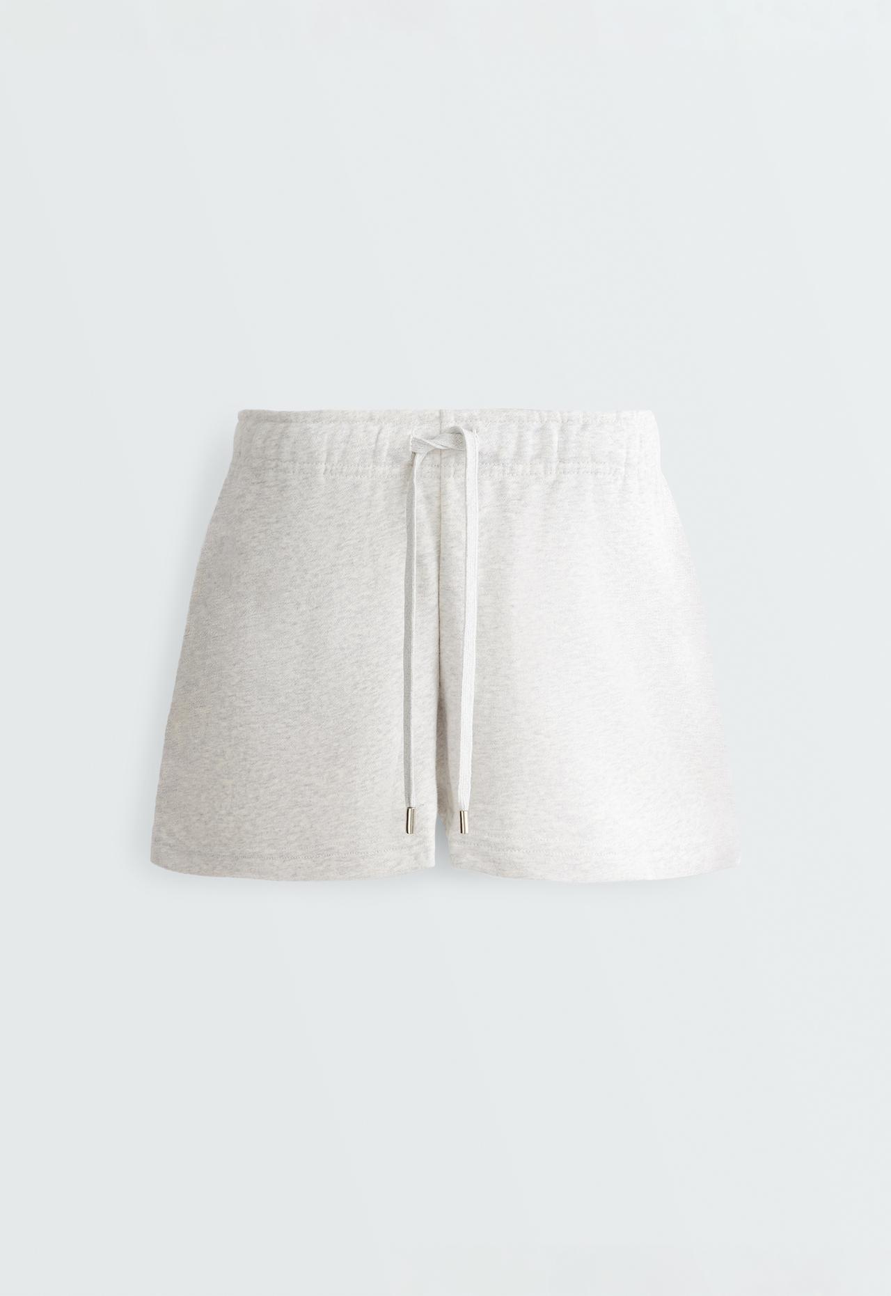 Cotton blend fleece shorts — PALE GREY MELANGE