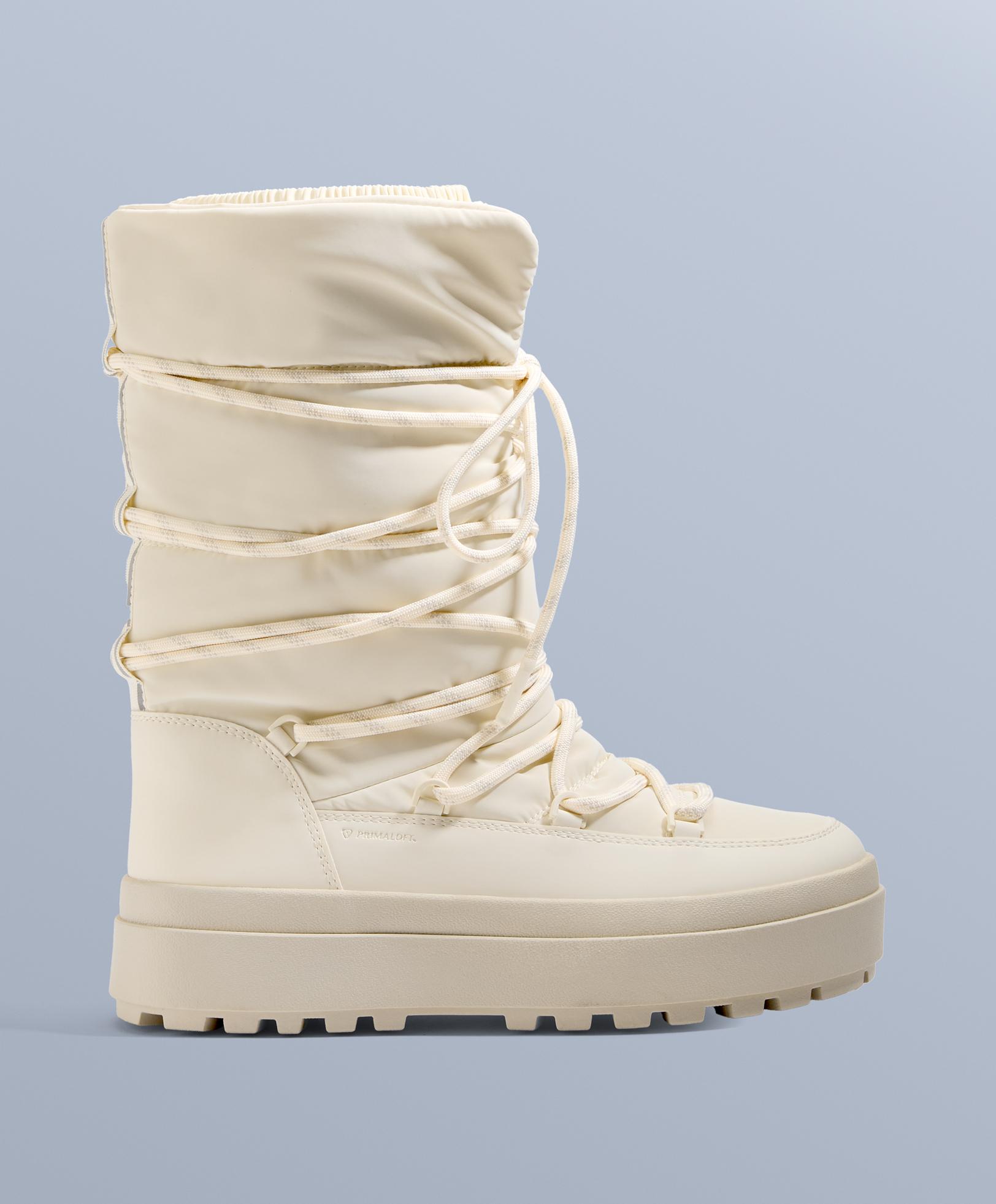 Laced nylon après-ski boots — ECRU