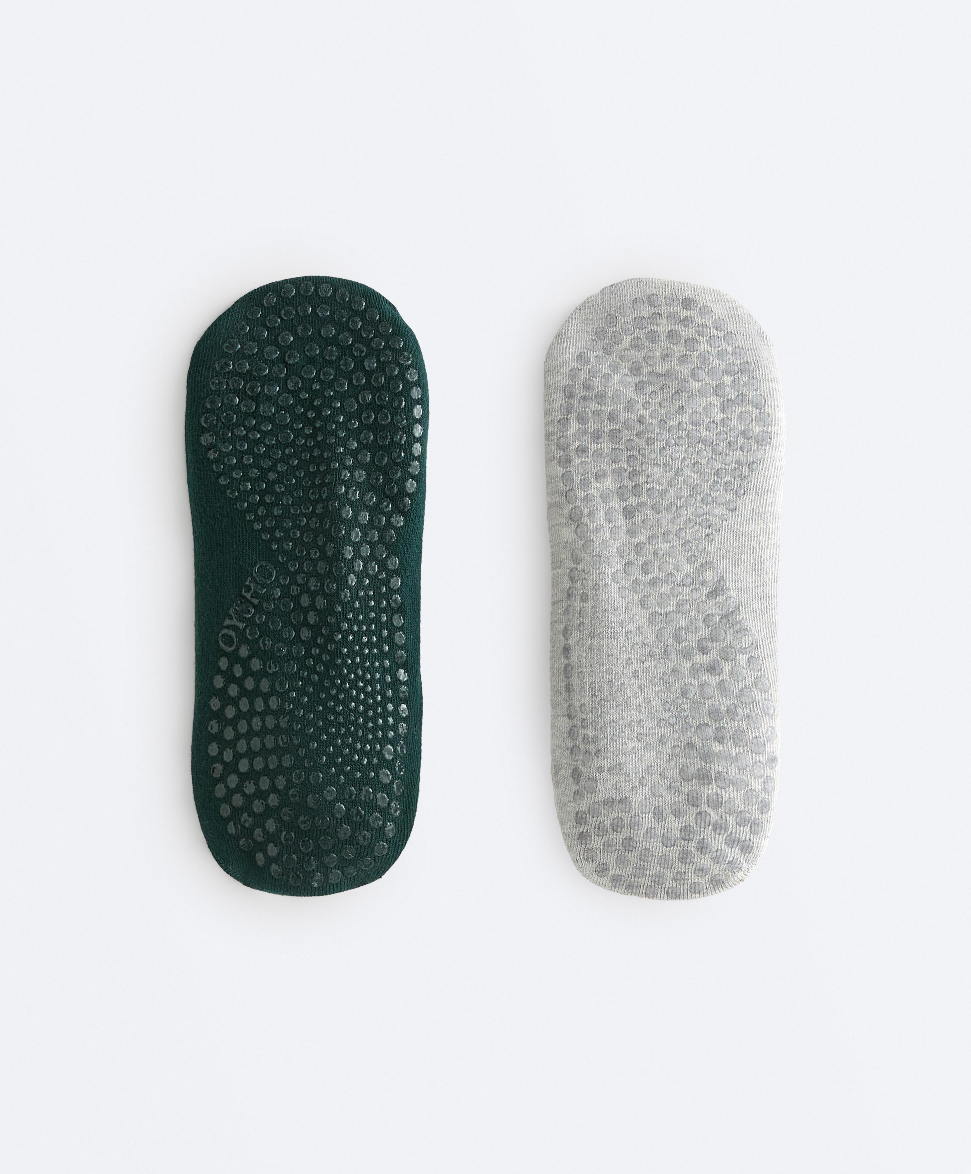 2 pairs of cotton blend yoga and Pilates socks with crossover straps — PETROL