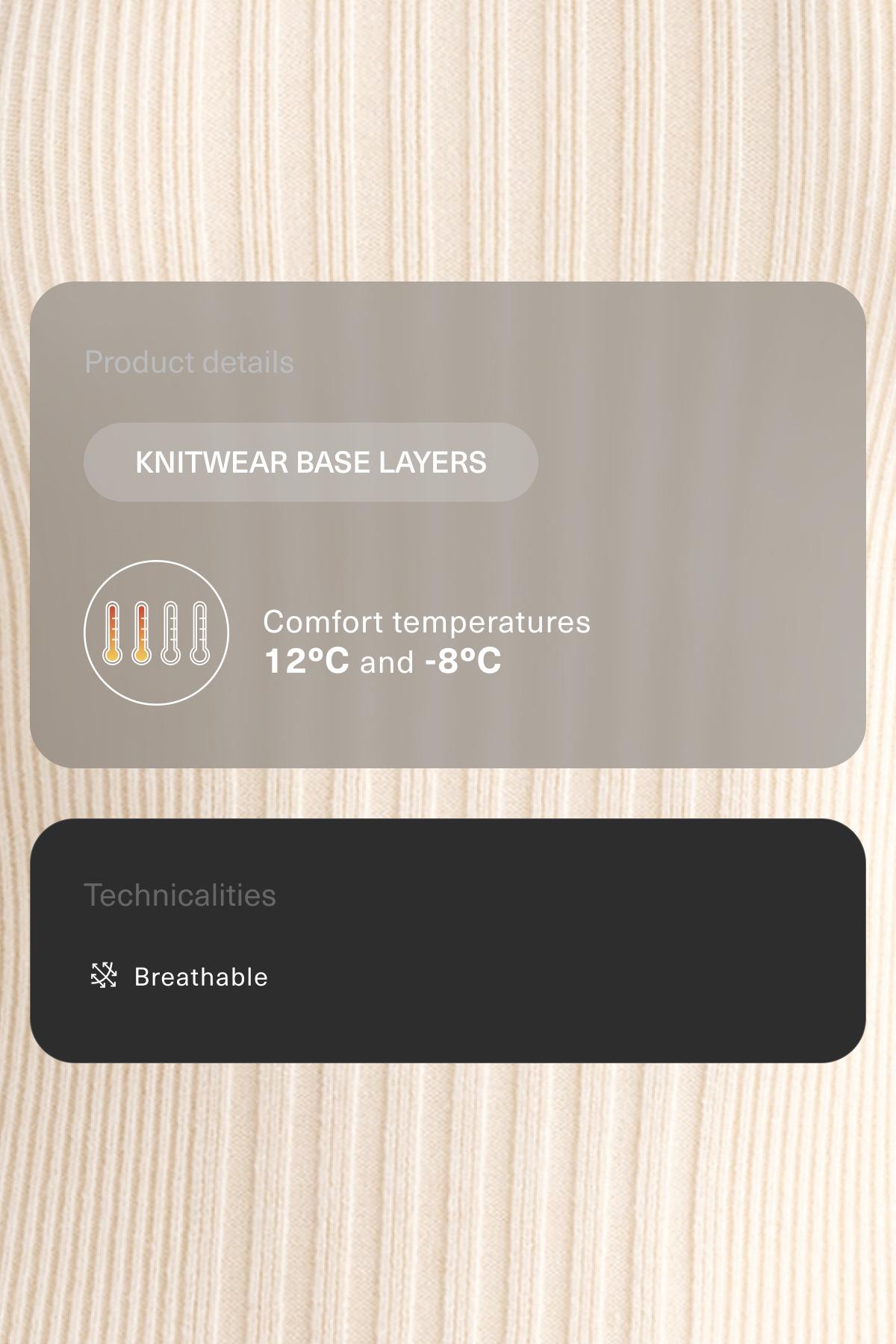 Thermal base layer knit T-shirt with contrast details — ECRU