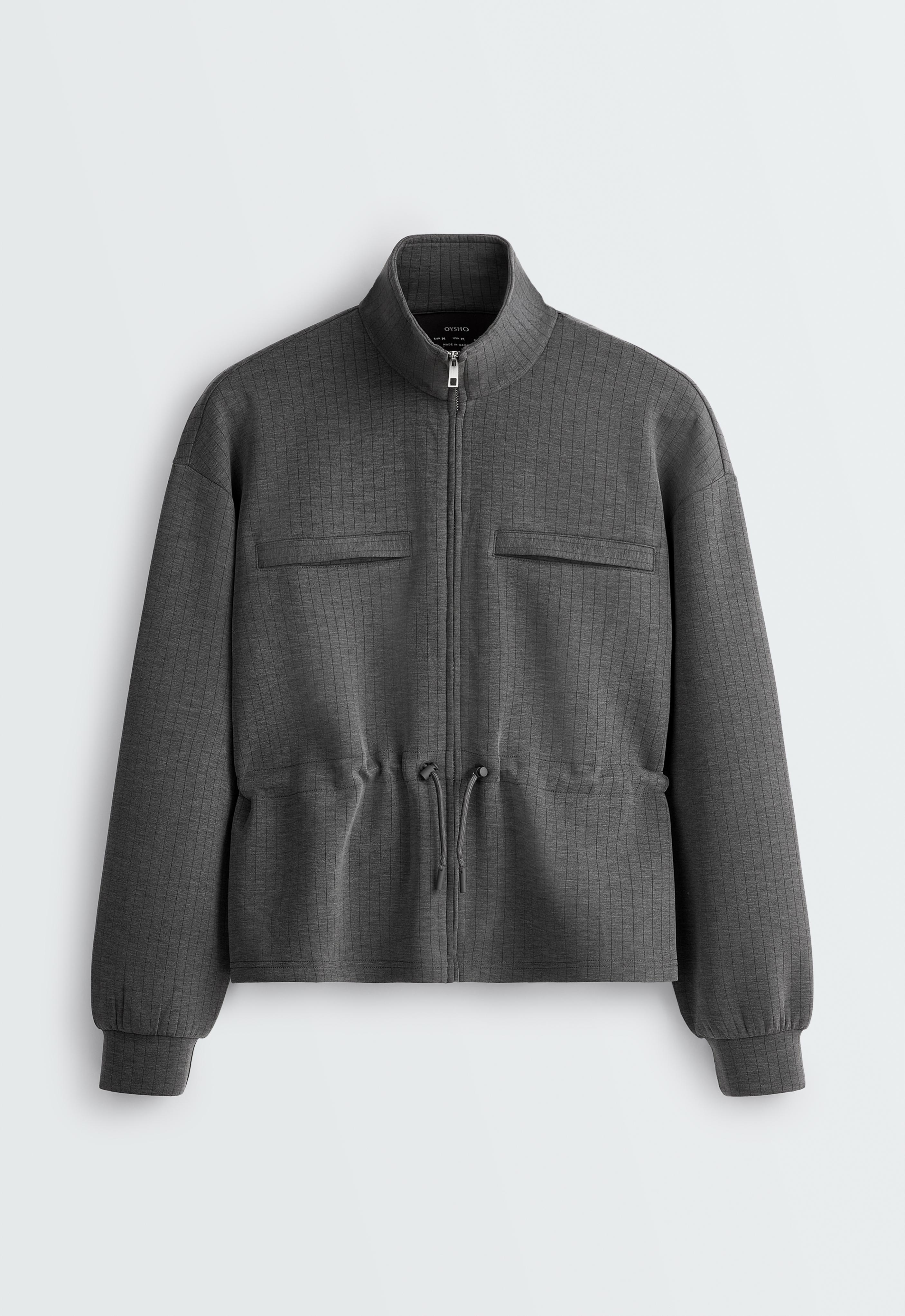 Short jacket with waist adjustment and modal — ASPHALT GREY