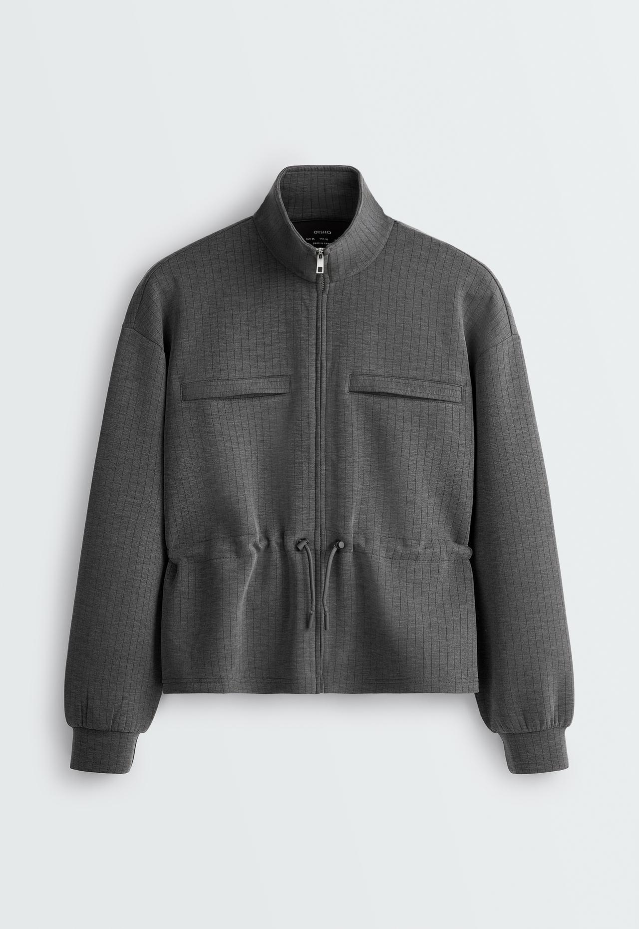 Short jacket with modal pinstripe print — ASPHALT GREY