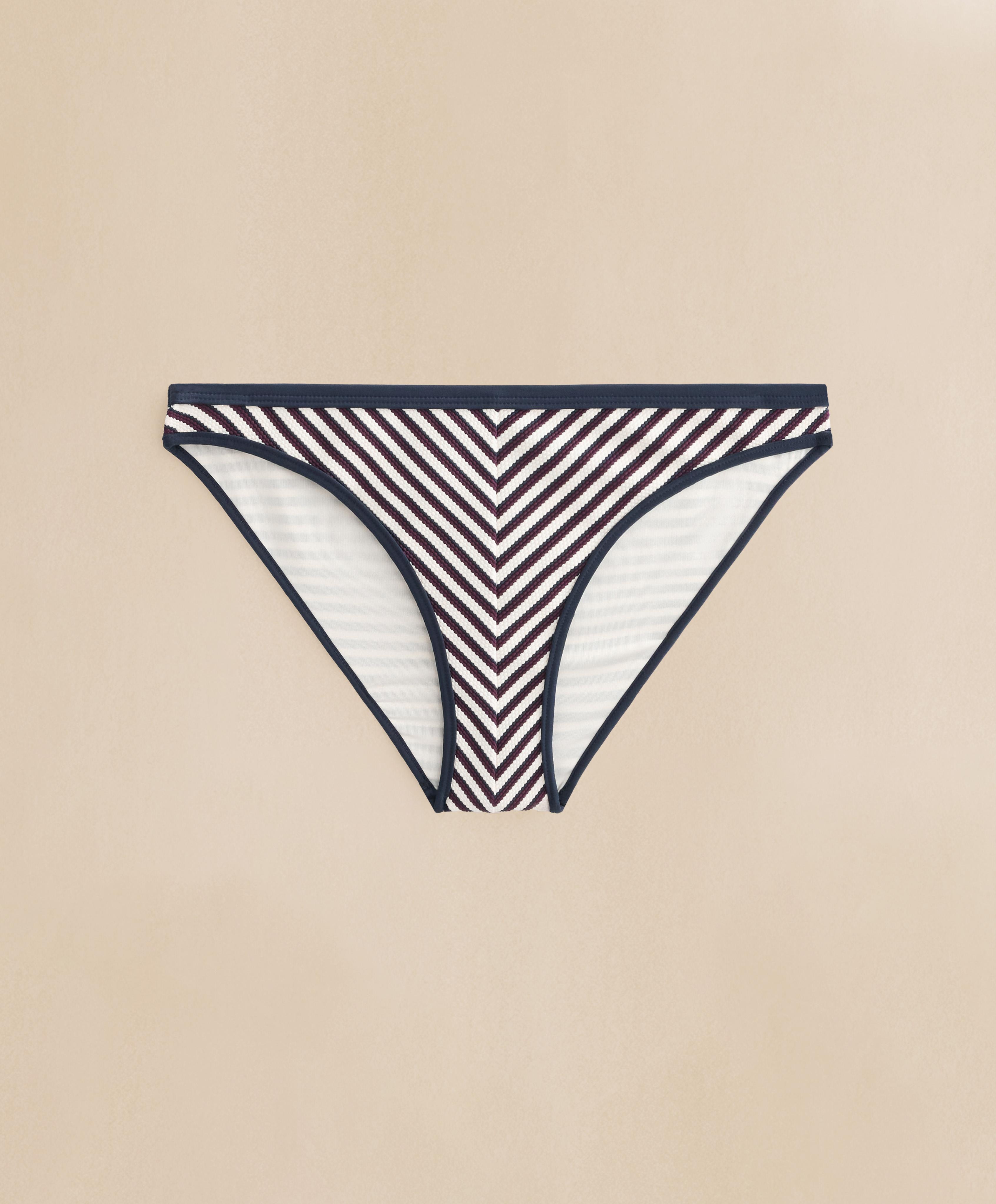 Trim textured stripe classic bikini briefs — NAVY BLUE