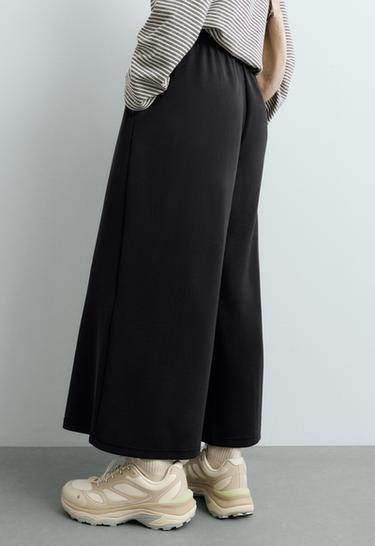 Soft-touch wide-leg crop trousers with modal — BLACK 5