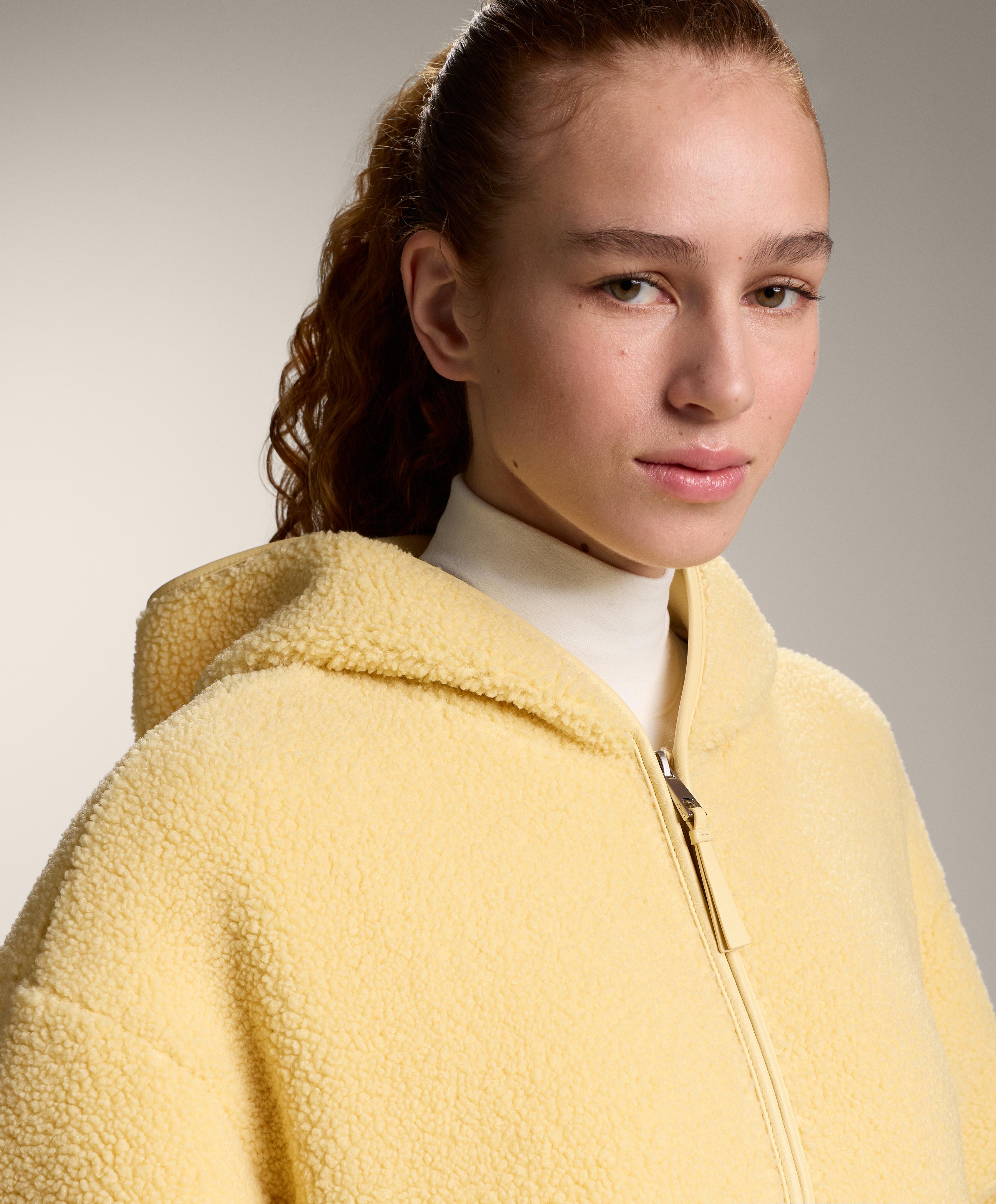 Faux-shearling jacket with hood — YELLOW