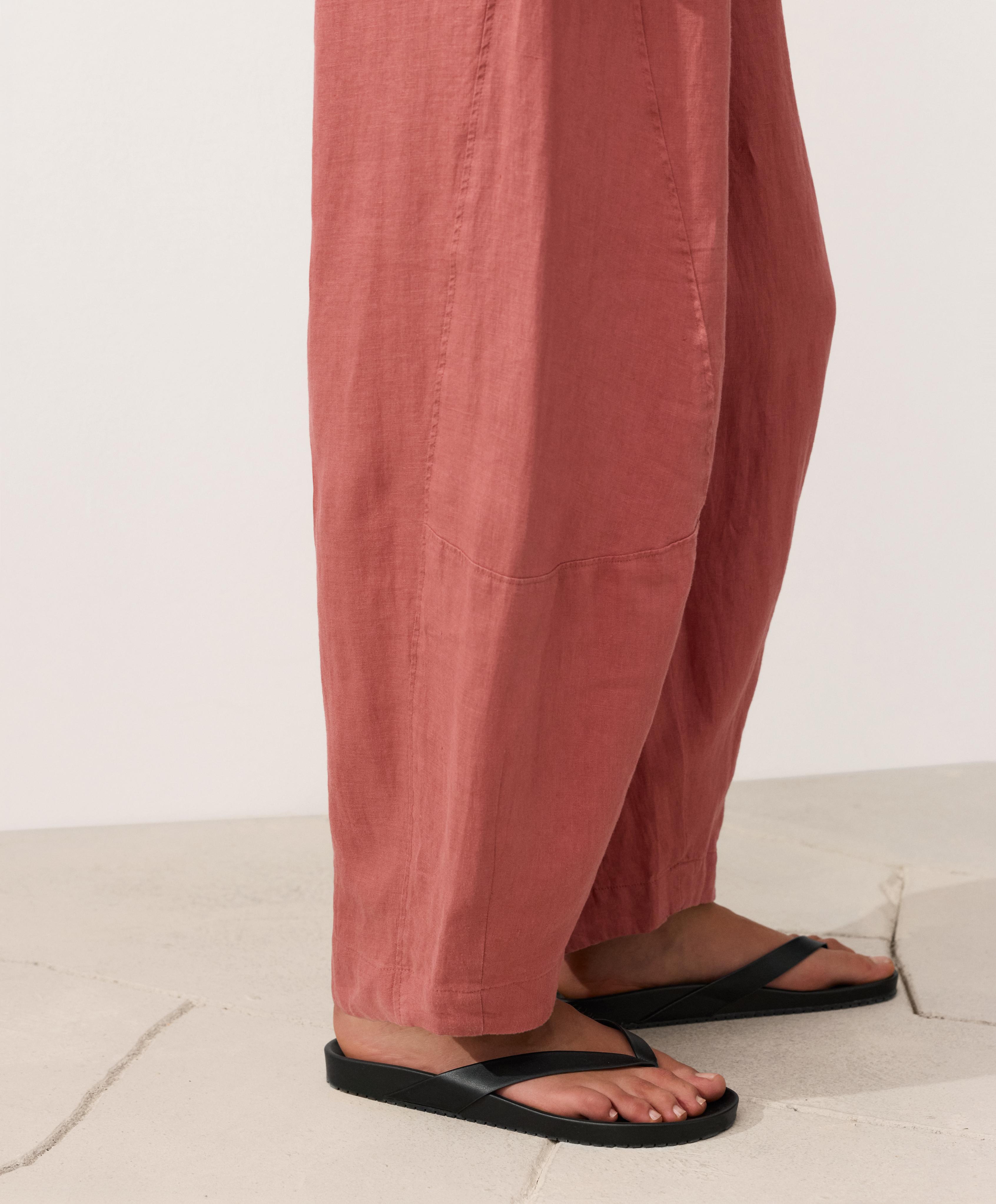 100% linen balloon trousers — CORAL