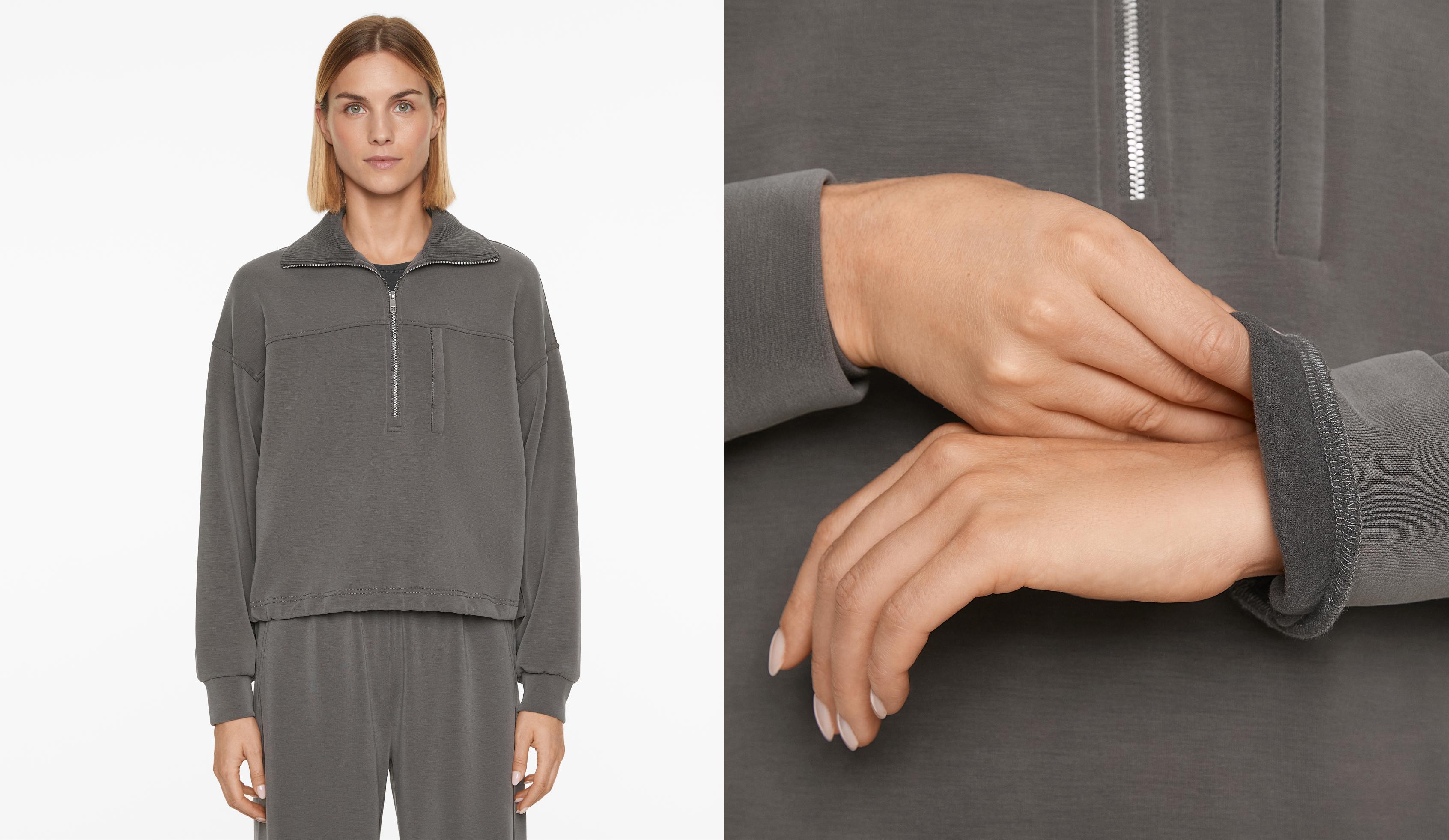 Half-zip sweatshirt with brushed modal