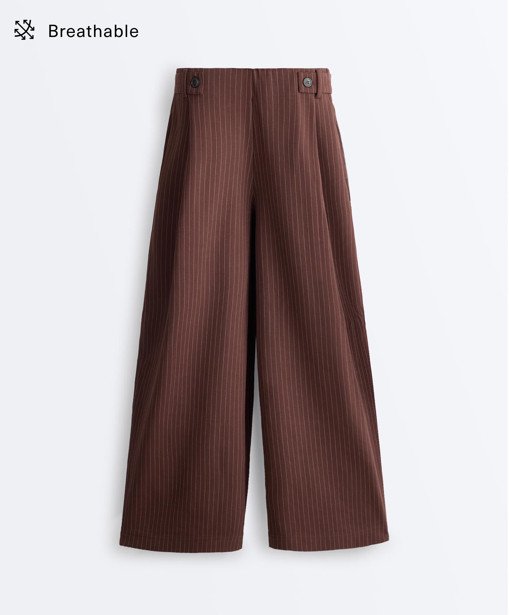 Pantalón ancho crop con algodón piqué raya diplomática Pantalón ancho crop con algodón piqué raya diplomática