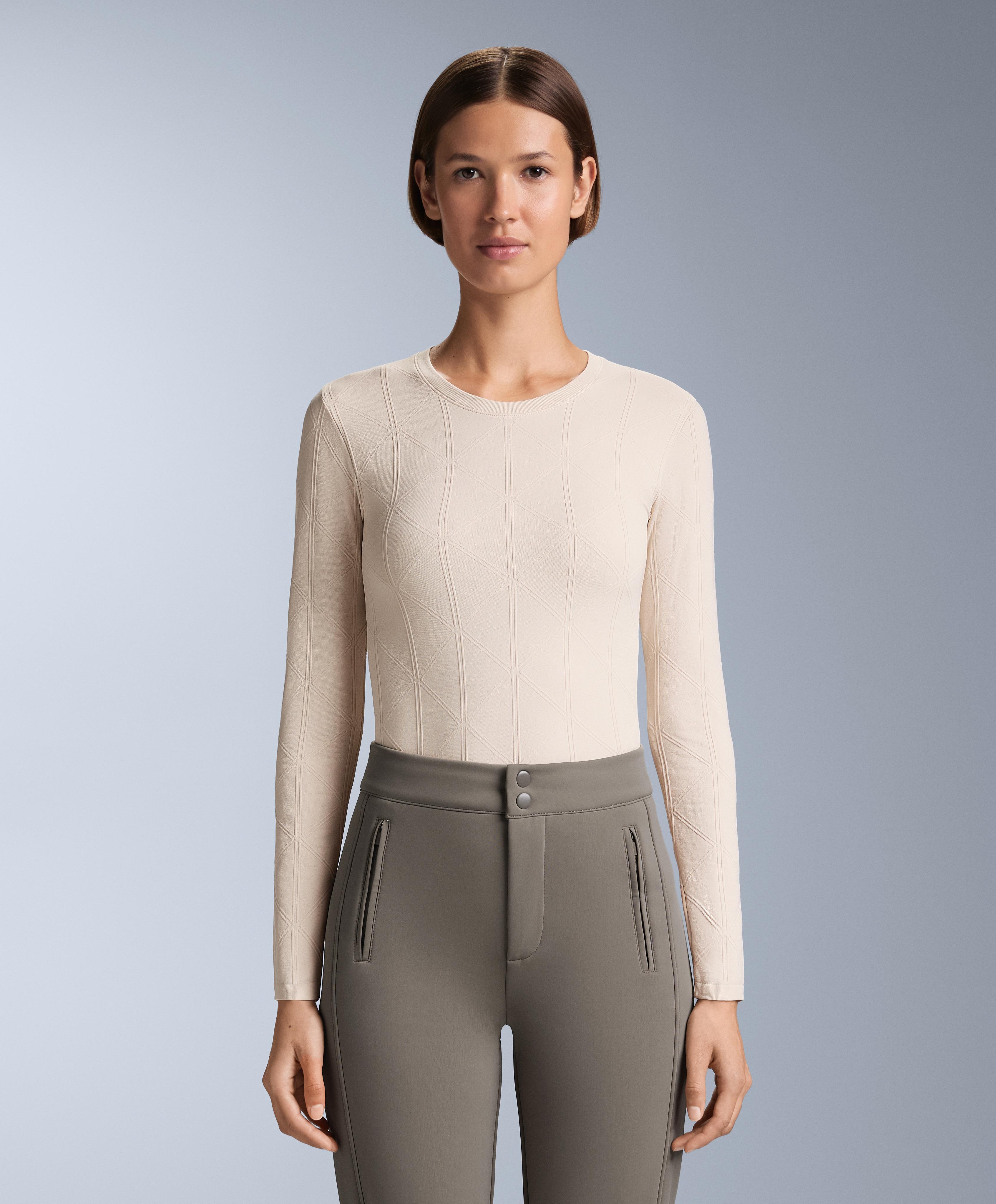 Thermal seamless jacquard base layer T-shirt — PALE MINK