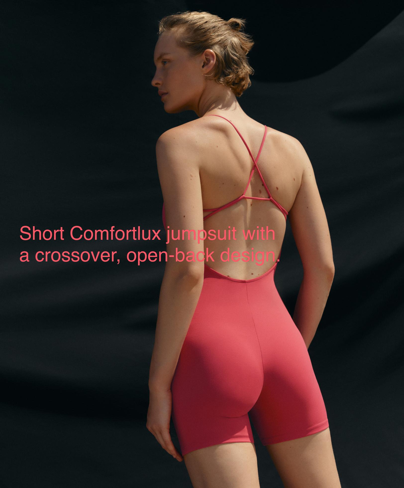 Comfortlux strappy back short jumpsuit — WASHED RED