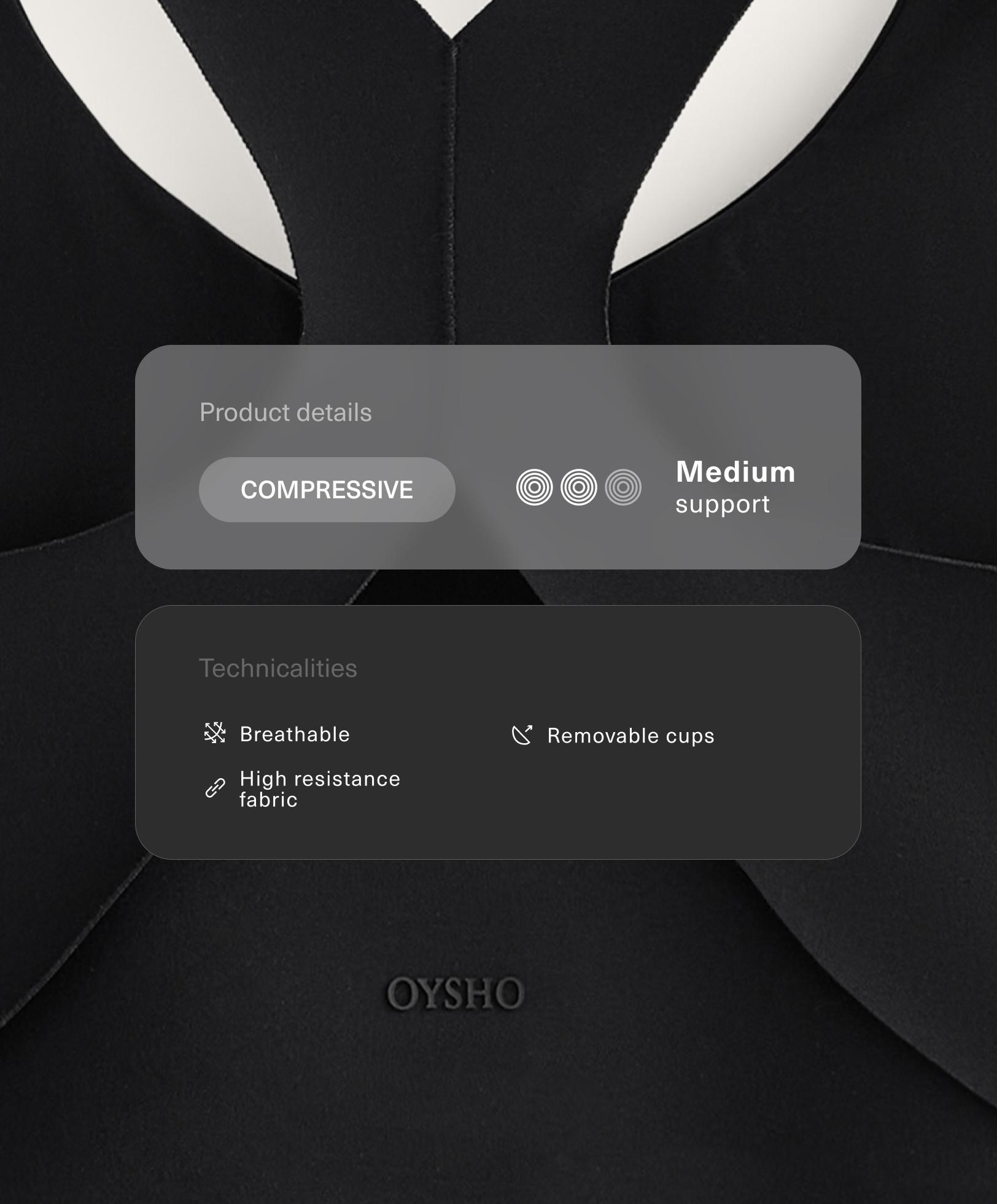 Compressive beha met gemiddelde ondersteuning en cups Compressive beha met gemiddelde ondersteuning en cups