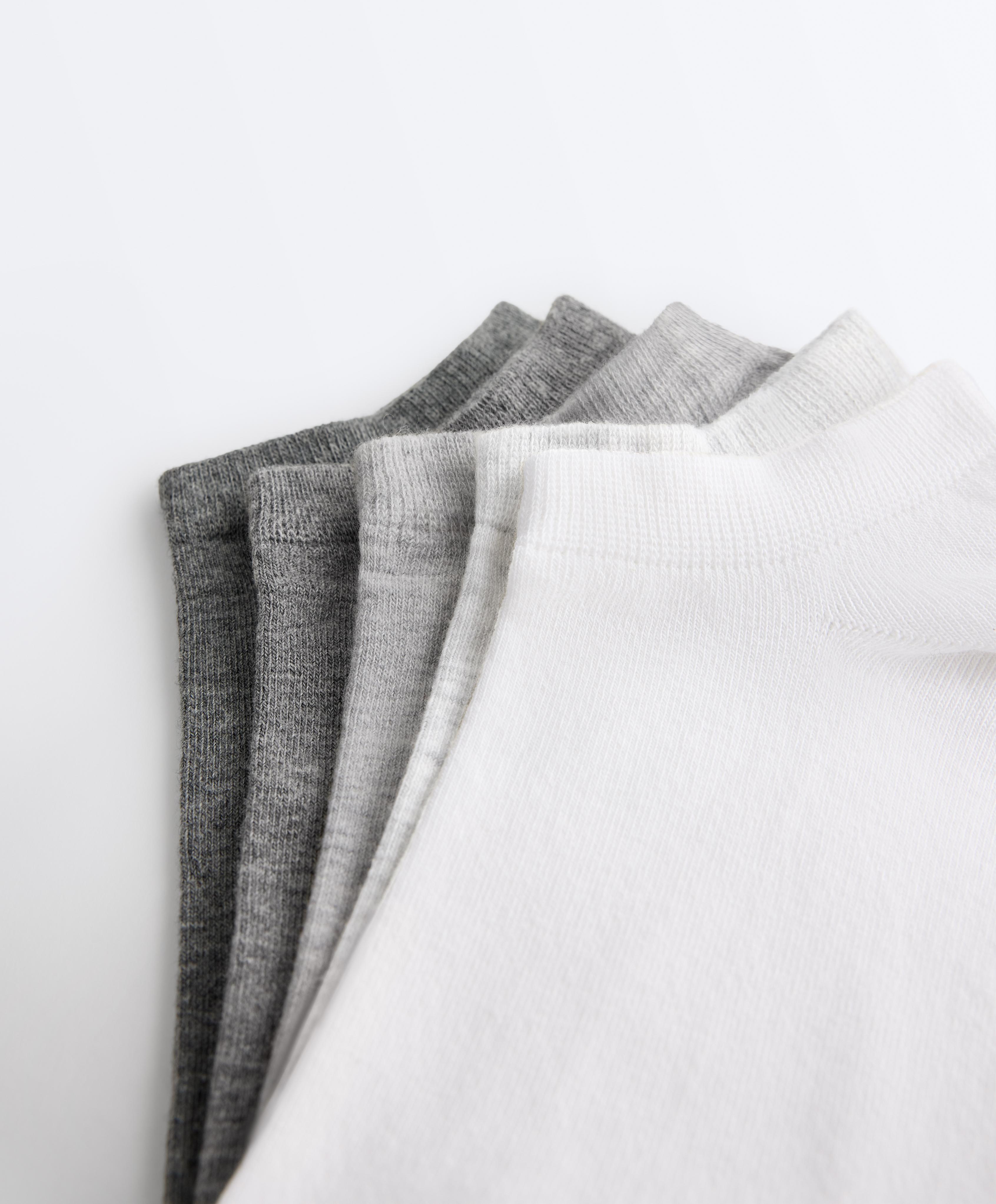 5 pairs of cotton sneaker socks — PALE GREY MELANGE