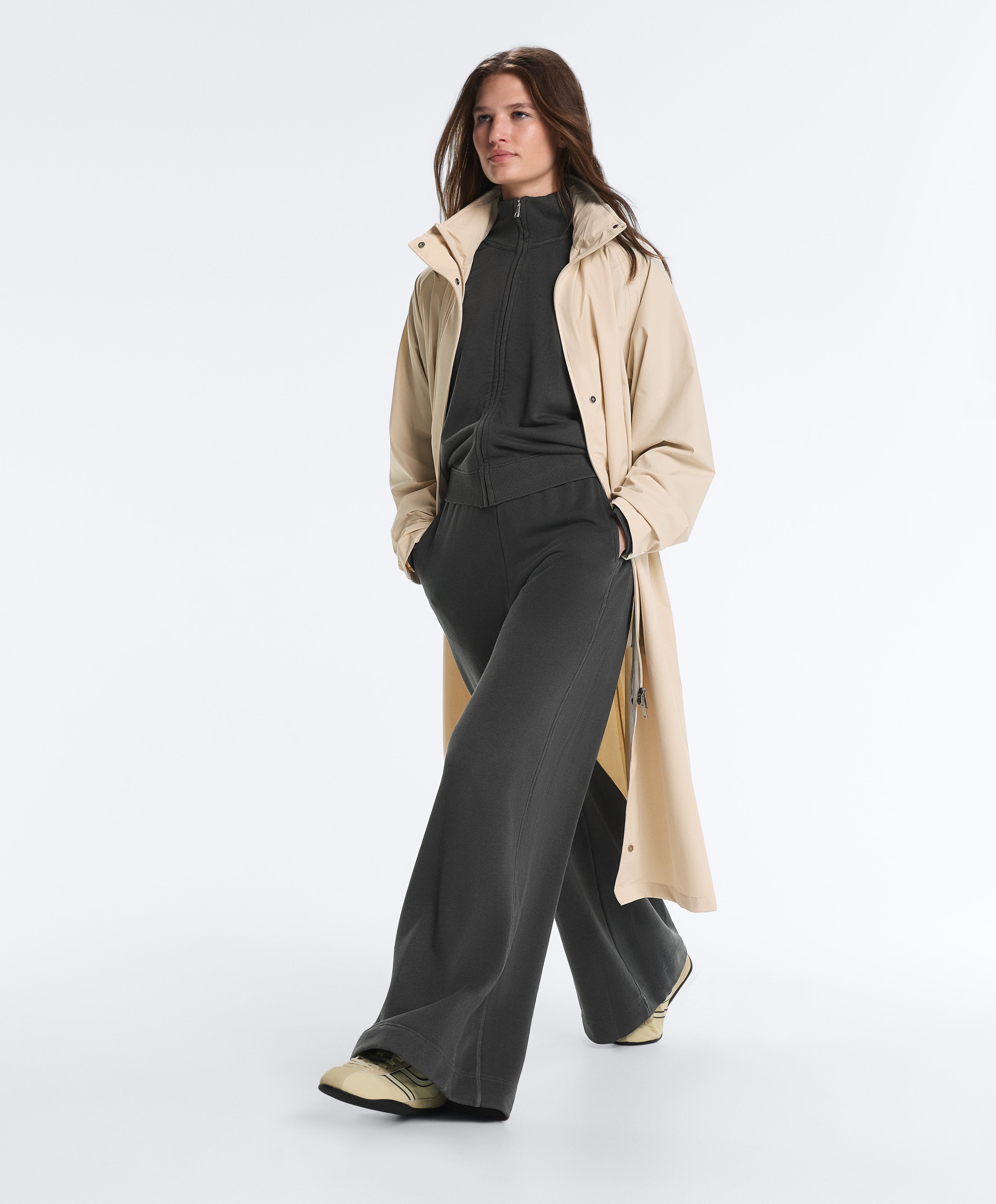 Fleece cotton blend straight-leg trousers — DARK ANTHRACITE